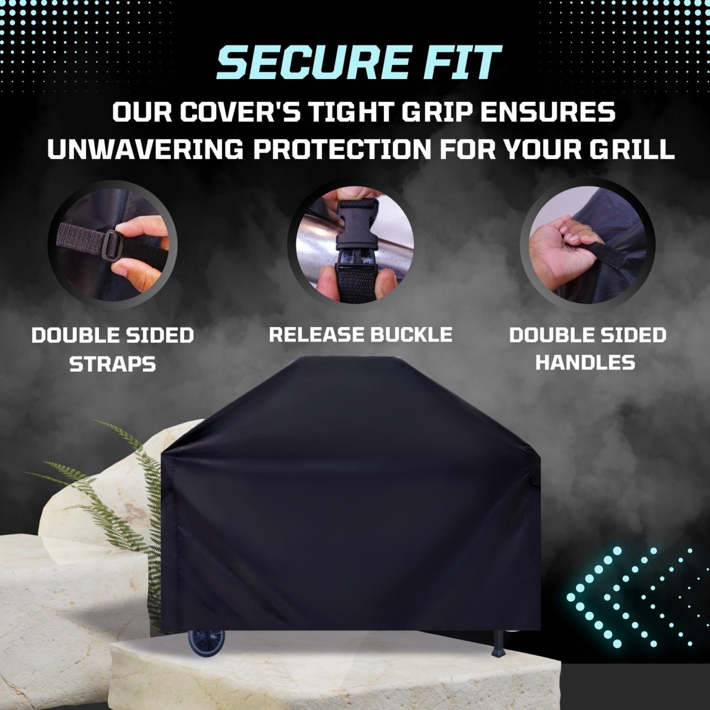EKODE™ BBQ Cover, Barbecue Cover Waterproof 210D Heavy Duty, BBQ Outdoor Gas Grill Cover Waterproof, Rip-Proof, Dust-proof&Anti-UV for Weber, Outback, Char Broil, H 114 x W x 61 L x 147