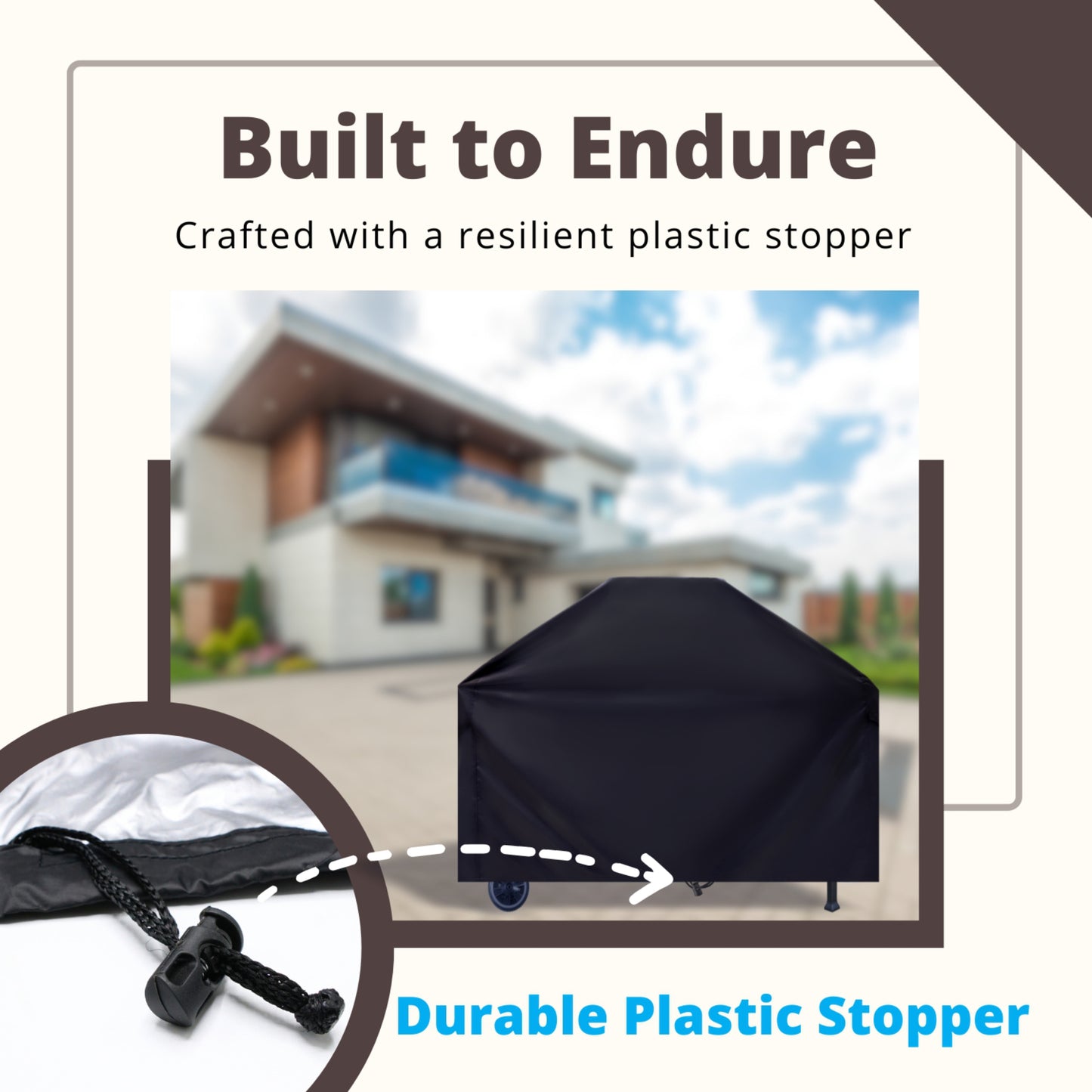 EKODE™ BBQ Cover, Barbecue Cover Waterproof 210D Heavy Duty, BBQ Outdoor Gas Grill Cover Waterproof, Rip-Proof, Dust-proof&Anti-UV for Weber, Outback, Char Broil, H 114 x W x 61 L x 147