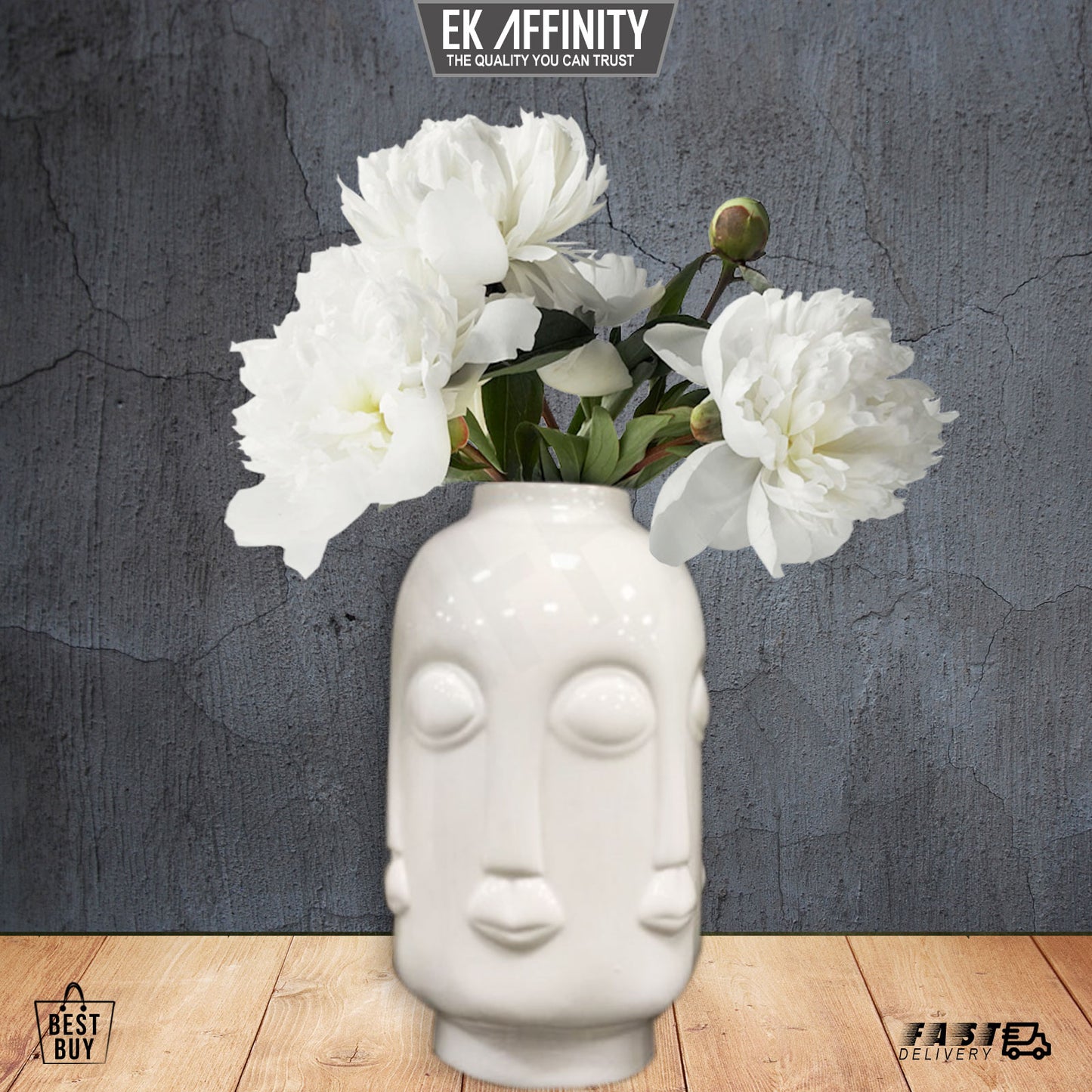 Vase Faces White Ceramic Elegant and beautiful Living room ornament