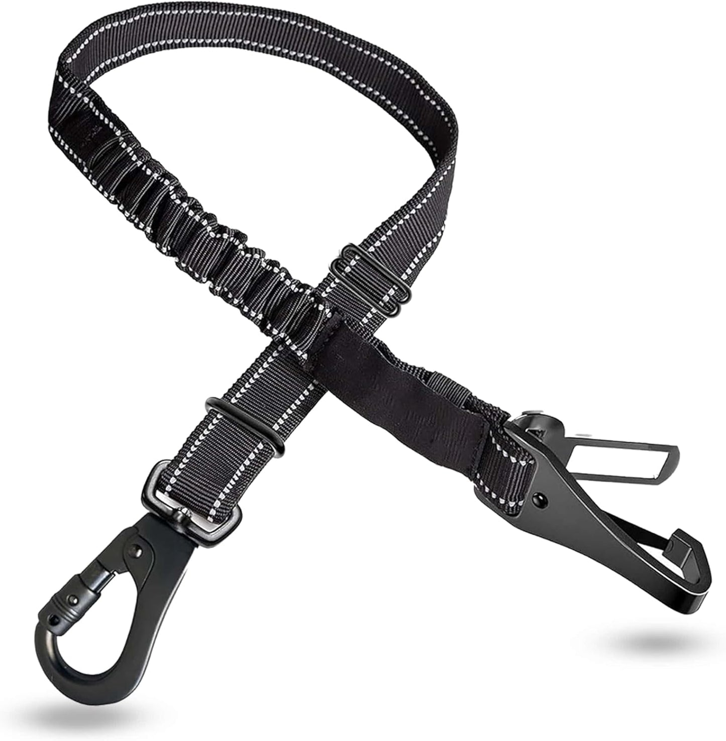 Dog Seatbelts for Cars, Adjustable with Anti Shock Bungee Buffer, Heavy Duty Carabiner Clip, Dog Seatbelt Isofix