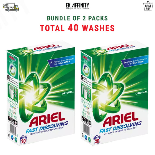 x 2 Packs Ariel Original 1.3kg Washing Powder 20 Washes total 40 washes Value Pack