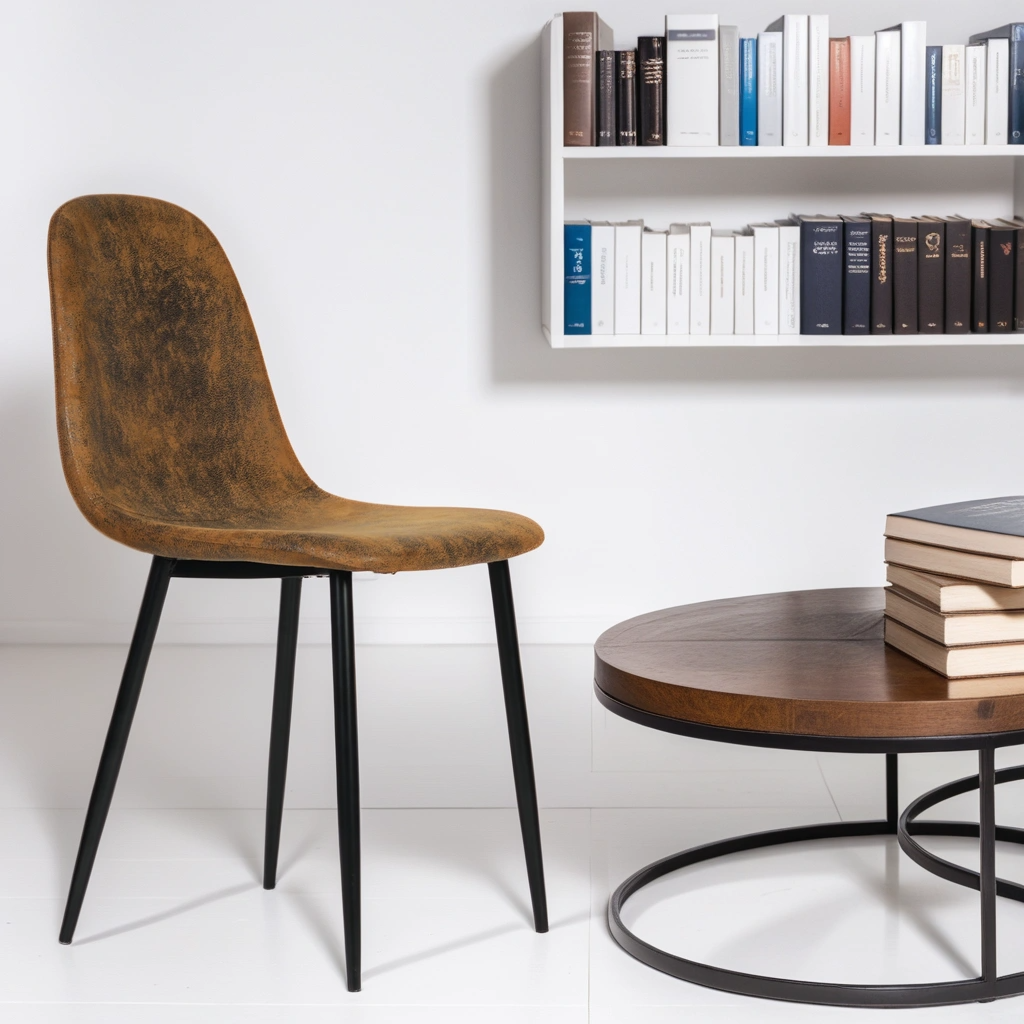 EKODE™ Set of 4 Scandinavian vintage dining room chairs Suede Brown