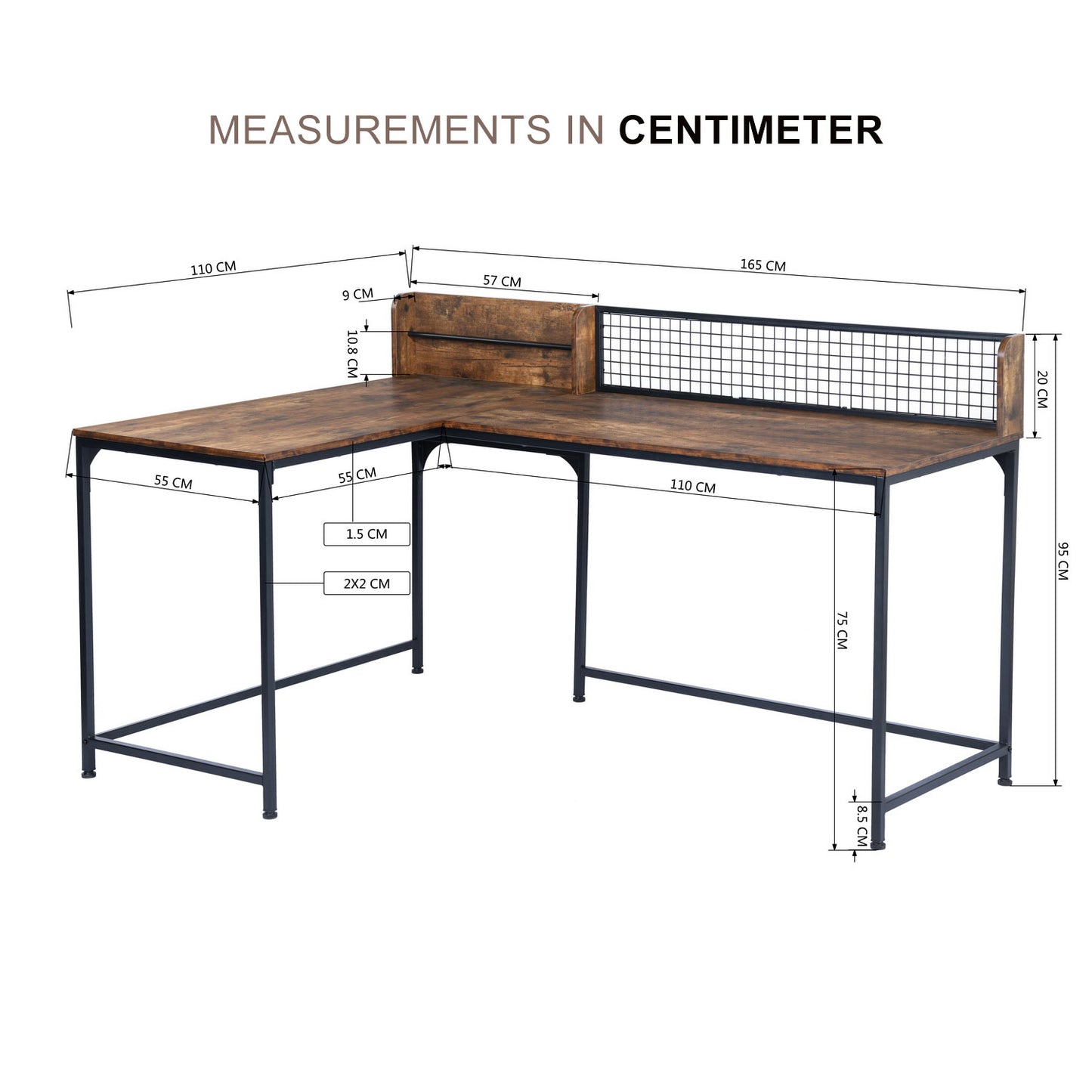 EKODE™ Computer Desk Vintage Style L Shaped Desk Large Desk with Storage Corner