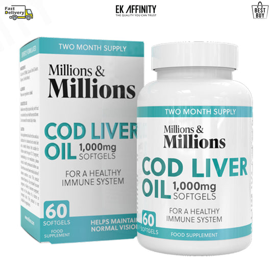 Millions & Millions 1000mg Cod Liver Oil Soft Gels vitamins A and D