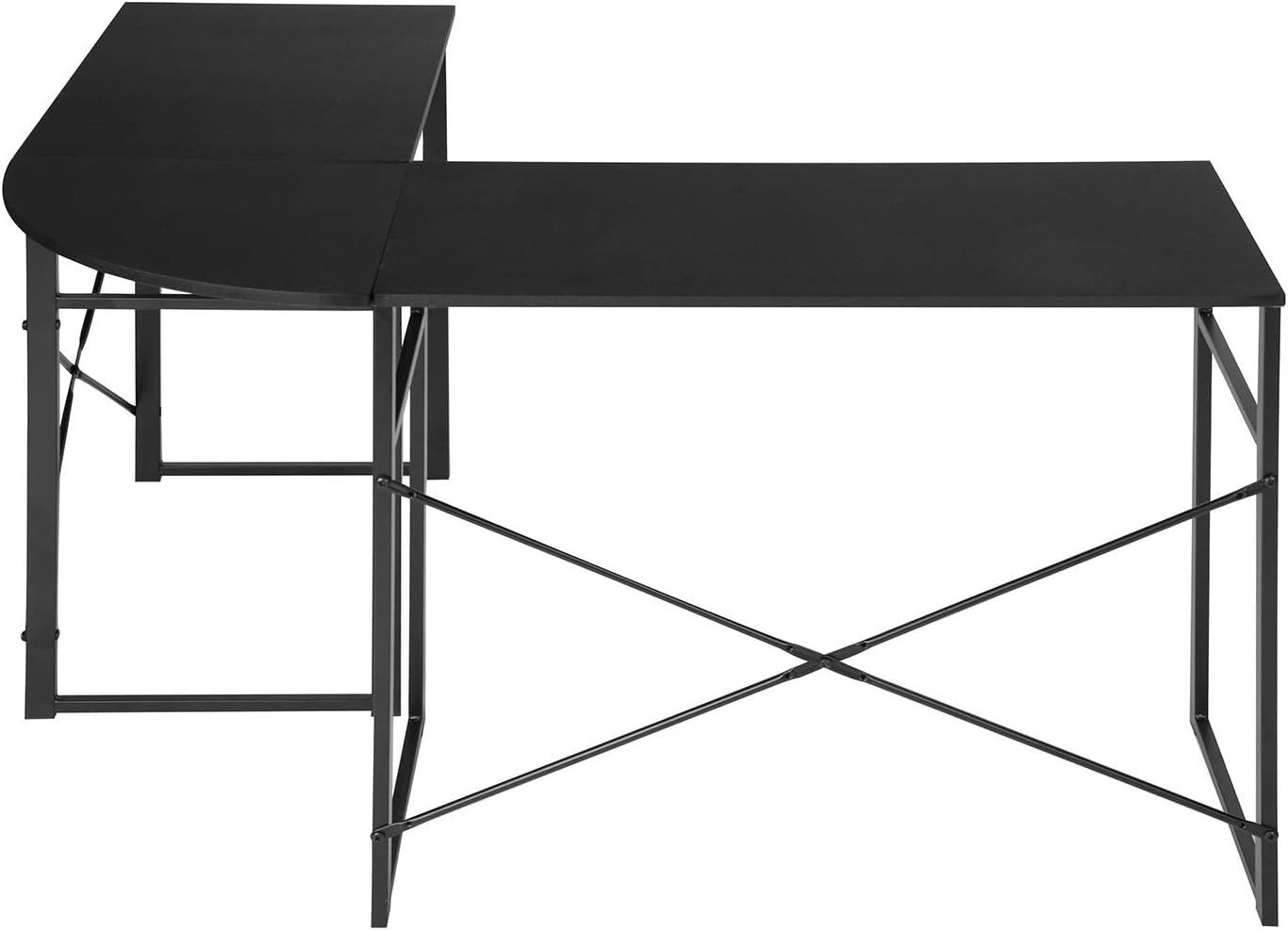 EKODE™ L Shaped Corner Industrial Computer Table Large Storage Surface with Metal Legs Workstation Study Gaming Desk for Home Office,Black, Engineered Wood, 123x103x72.5cm