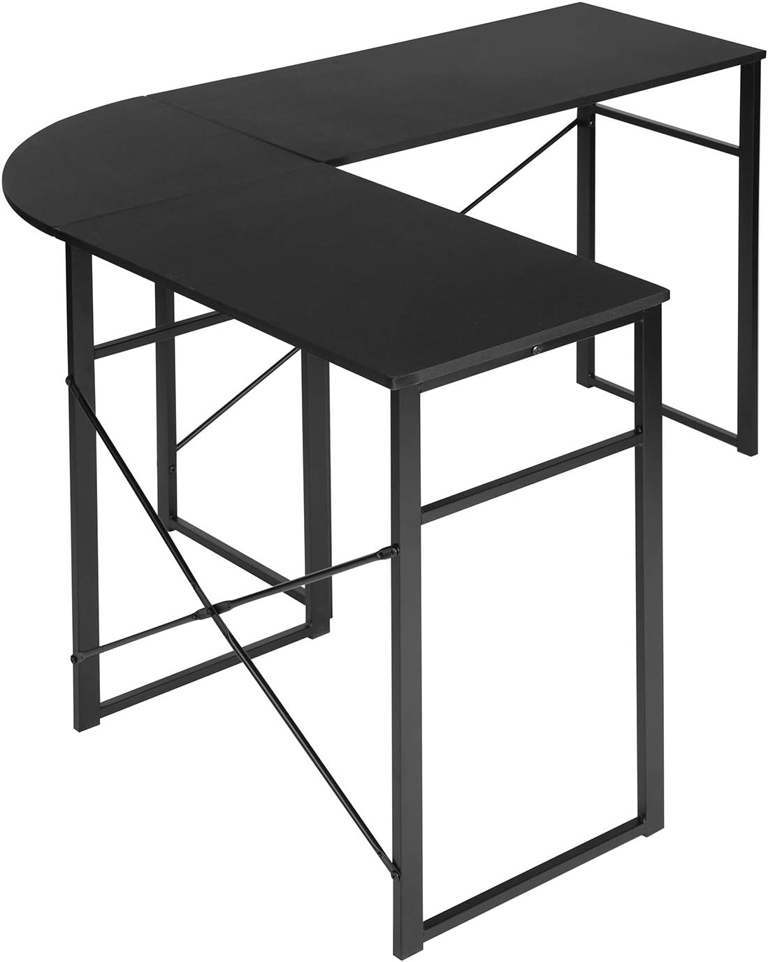 EKODE™ L Shaped Corner Industrial Computer Table Large Storage Surface with Metal Legs Workstation Study Gaming Desk for Home Office,Black, Engineered Wood, 123x103x72.5cm