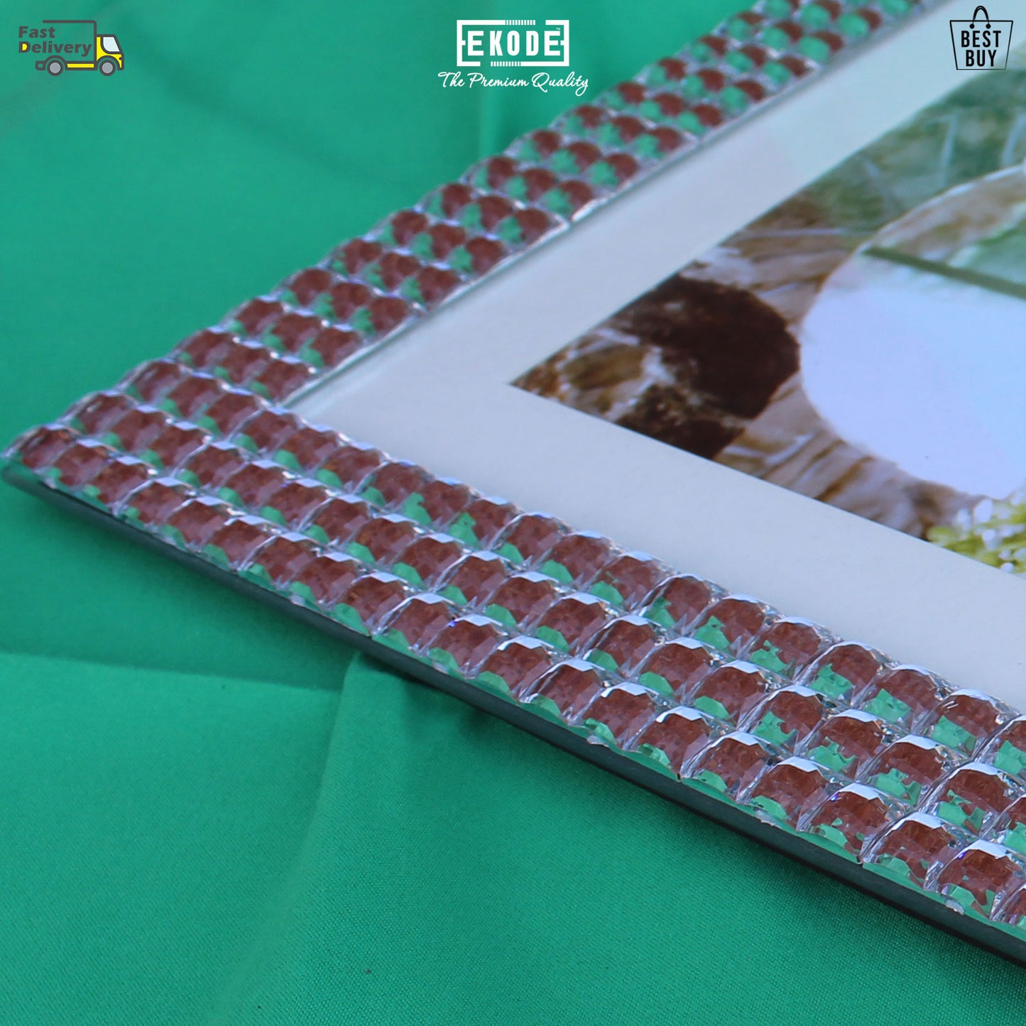 EKODE™ Elegant and Unique Desktop Silver Crystal Photo Frame Best wedding Gift