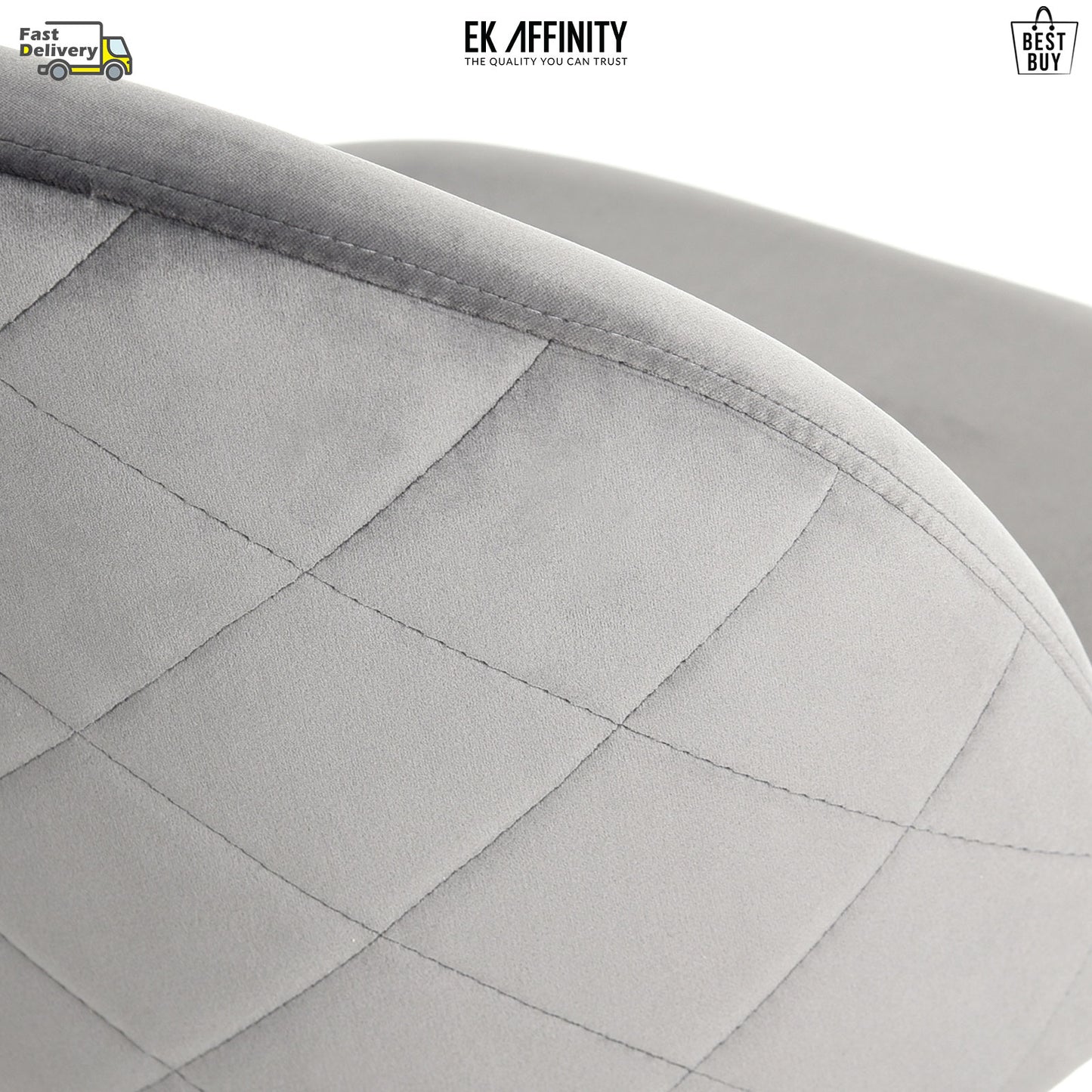 EKODE™ 2 x Grey Velvet Dining Chair with Padded Seat Upholstered Living Room Chair