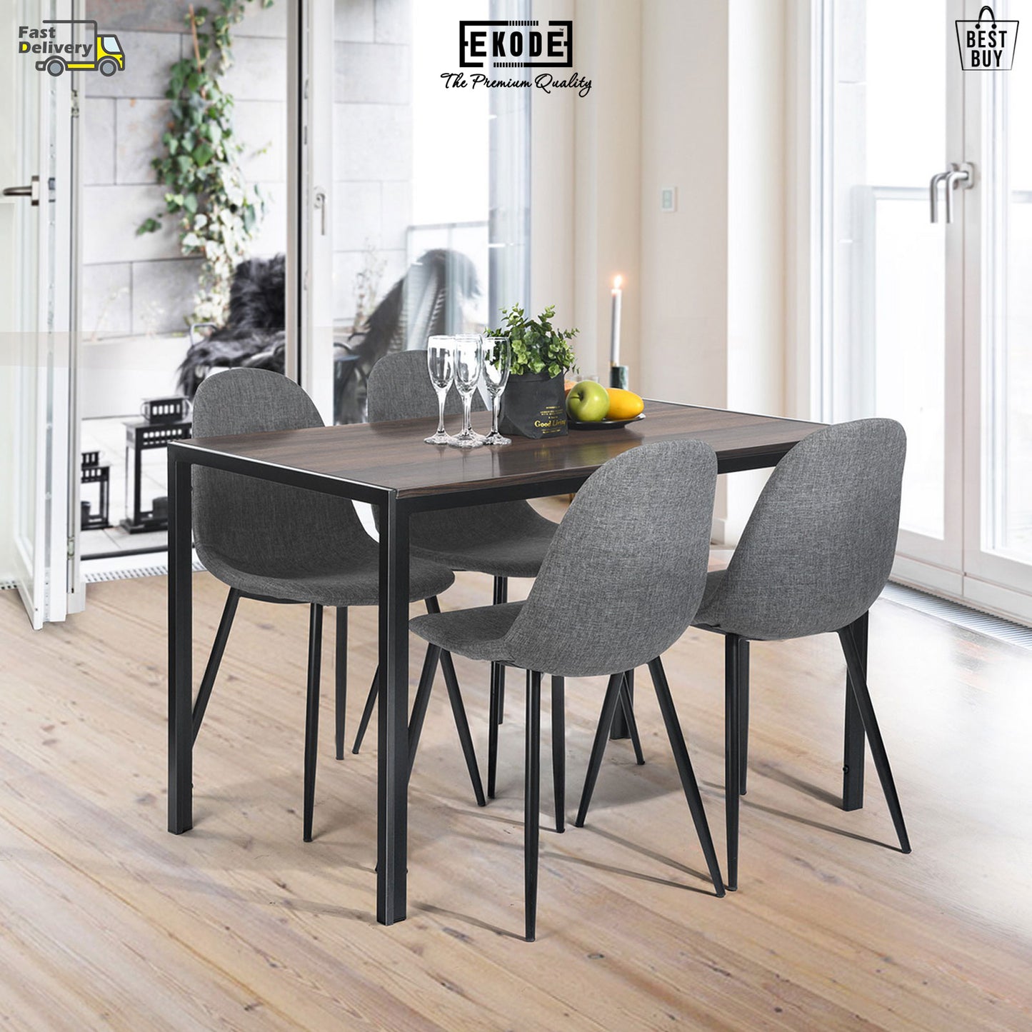 EKODE™ Rectangle Dining Table Office Computer Desk Study Wood Table Metal Frame