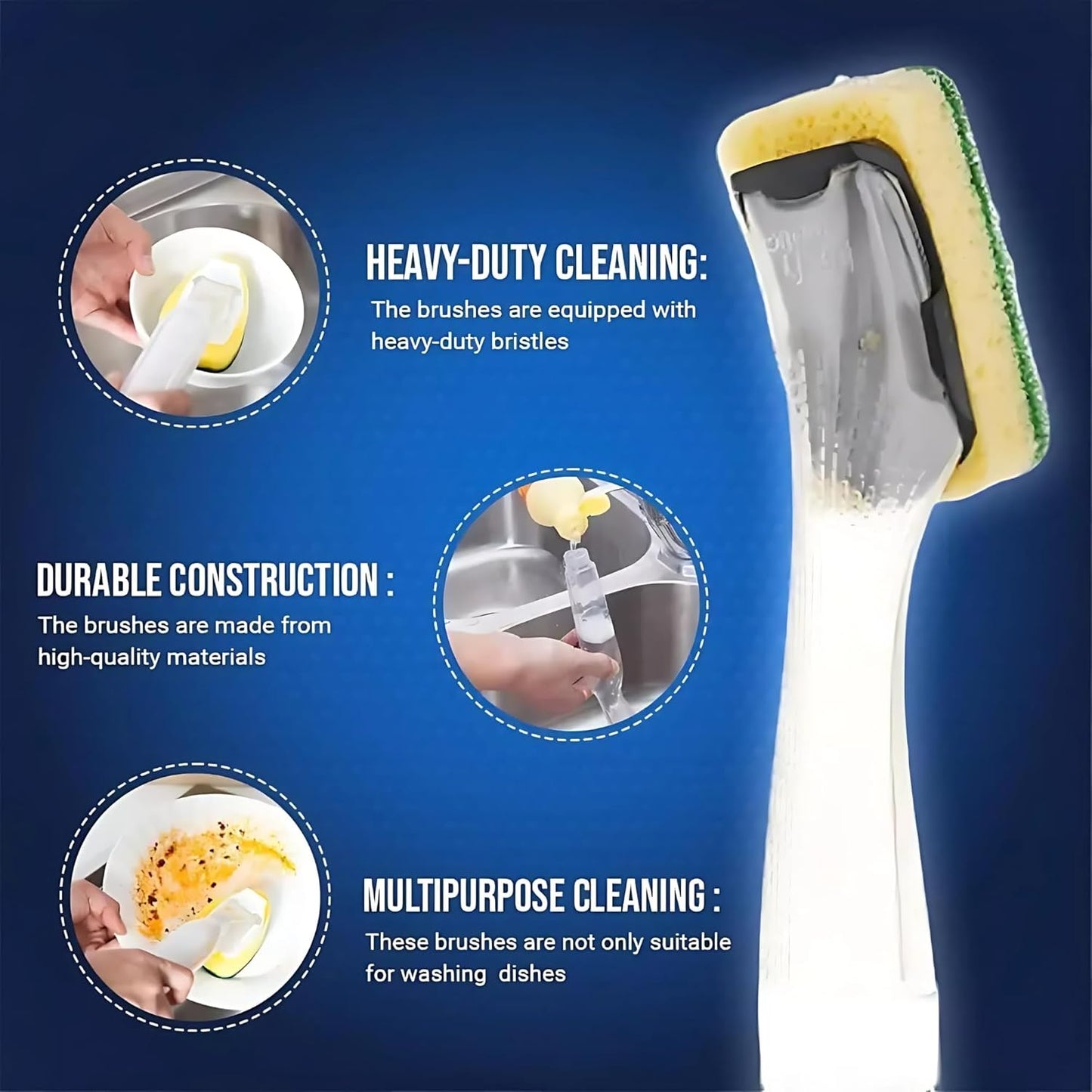 3x Elbow Grease Dish Brush Refill Packs Heavy Duty Cleaning Green Sponges
