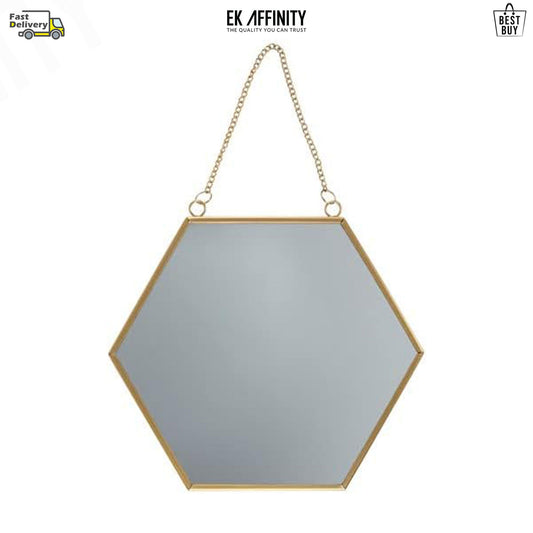 Elegant Hexagon Mirror Wall Hanging Living Room Best Gift Gold and Silver