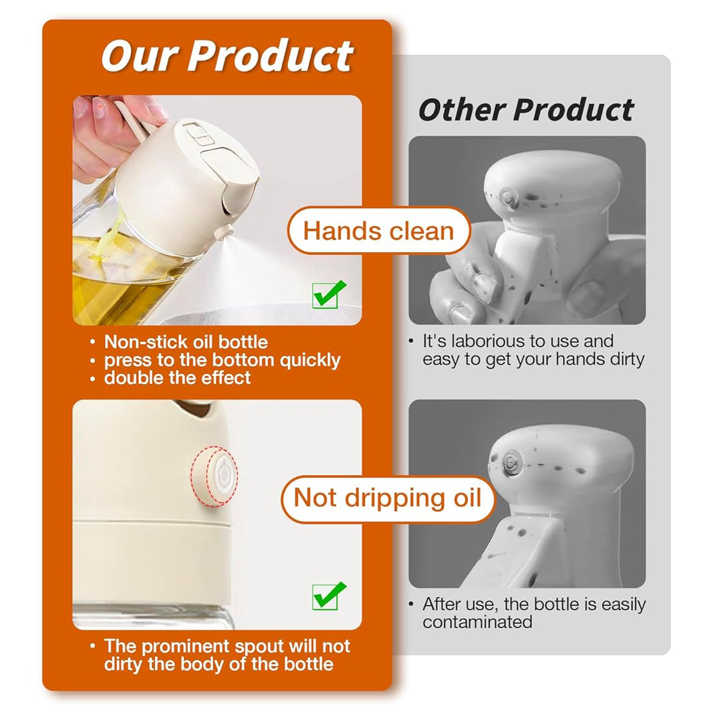 2 In 1 Glass Oil Sprayer & Dispenser, Oil Sprayer for Cooking, 2 In 1 Olive Oil Dispenser Bottle for Kitchen, Multifunctional Oiler Kitchen, Food Grade Glass Oil Mister, Oil Dispenser Sprayer