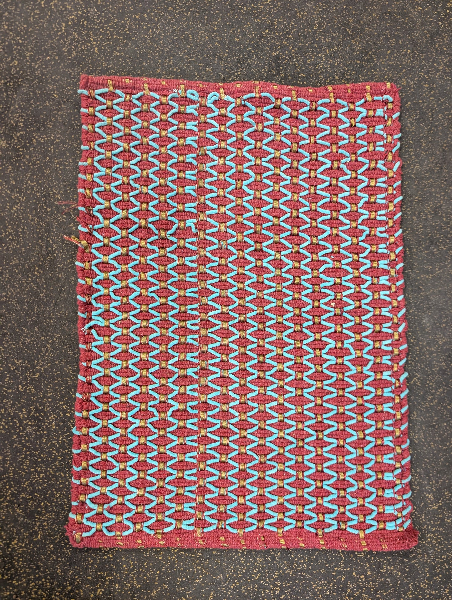 Handmade Red and Blue Geometric Woven Doormat | Handwoven Door Mat Rug | Eco-Friendly Premium Door Mat Rugs | Gift for him | Gift for her