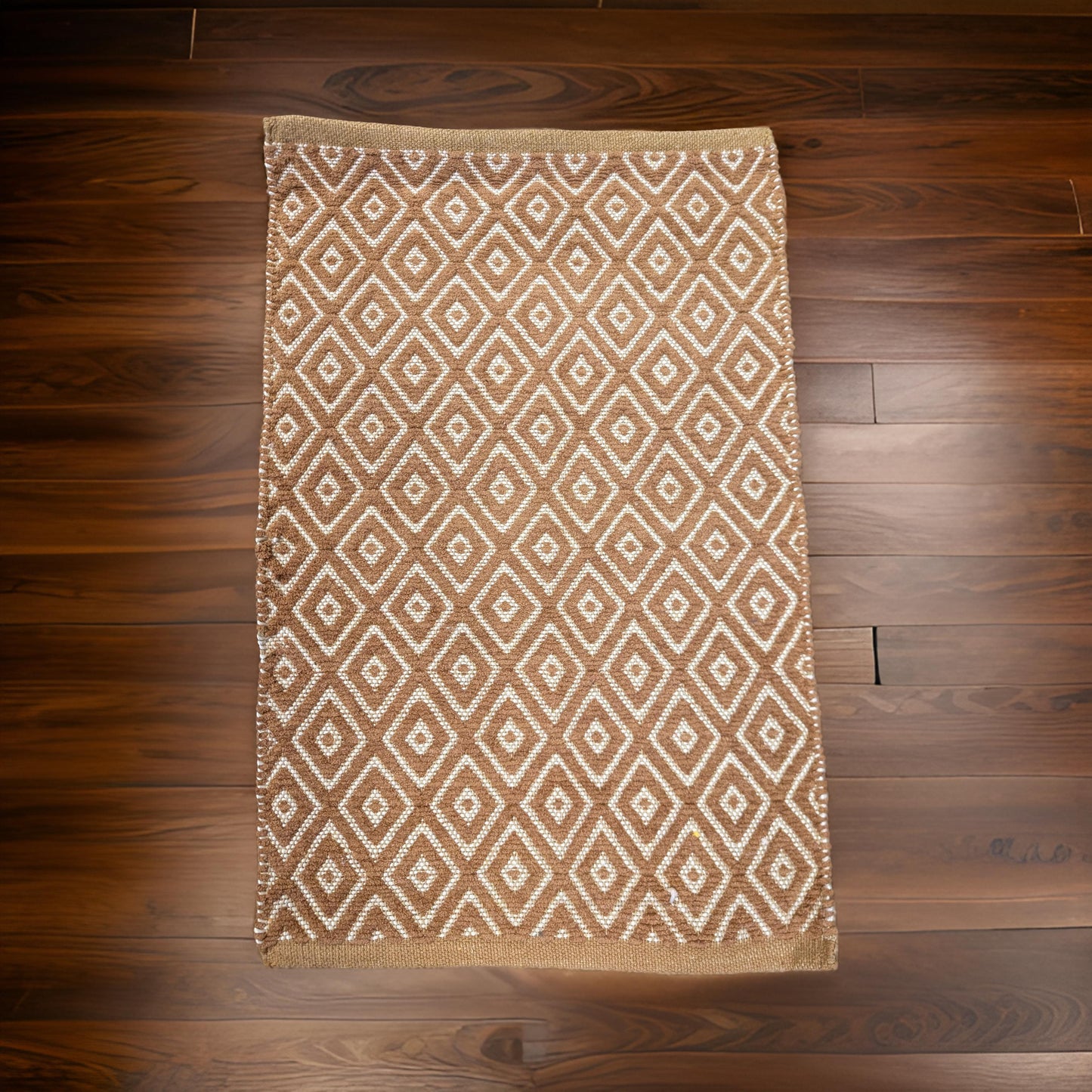 Handmade Tan and White Diamond Pattern Doormat | Handwoven Door Mat Rug | Eco-Friendly Premium Door Mat Rugs | Gift for him | Gift for her