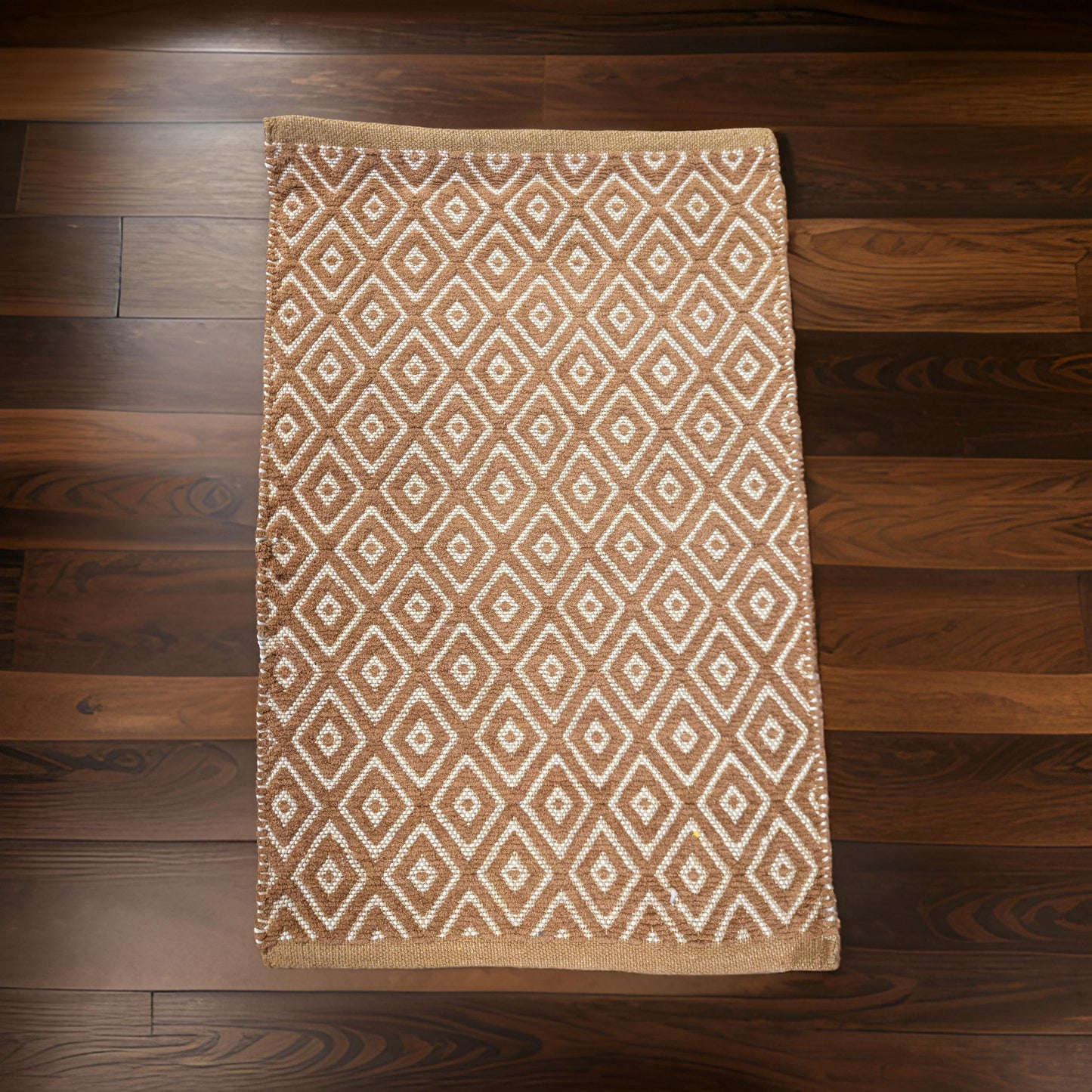 Handmade Tan and White Diamond Pattern Doormat | Handwoven Door Mat Rug | Eco-Friendly Premium Door Mat Rugs | Gift for him | Gift for her