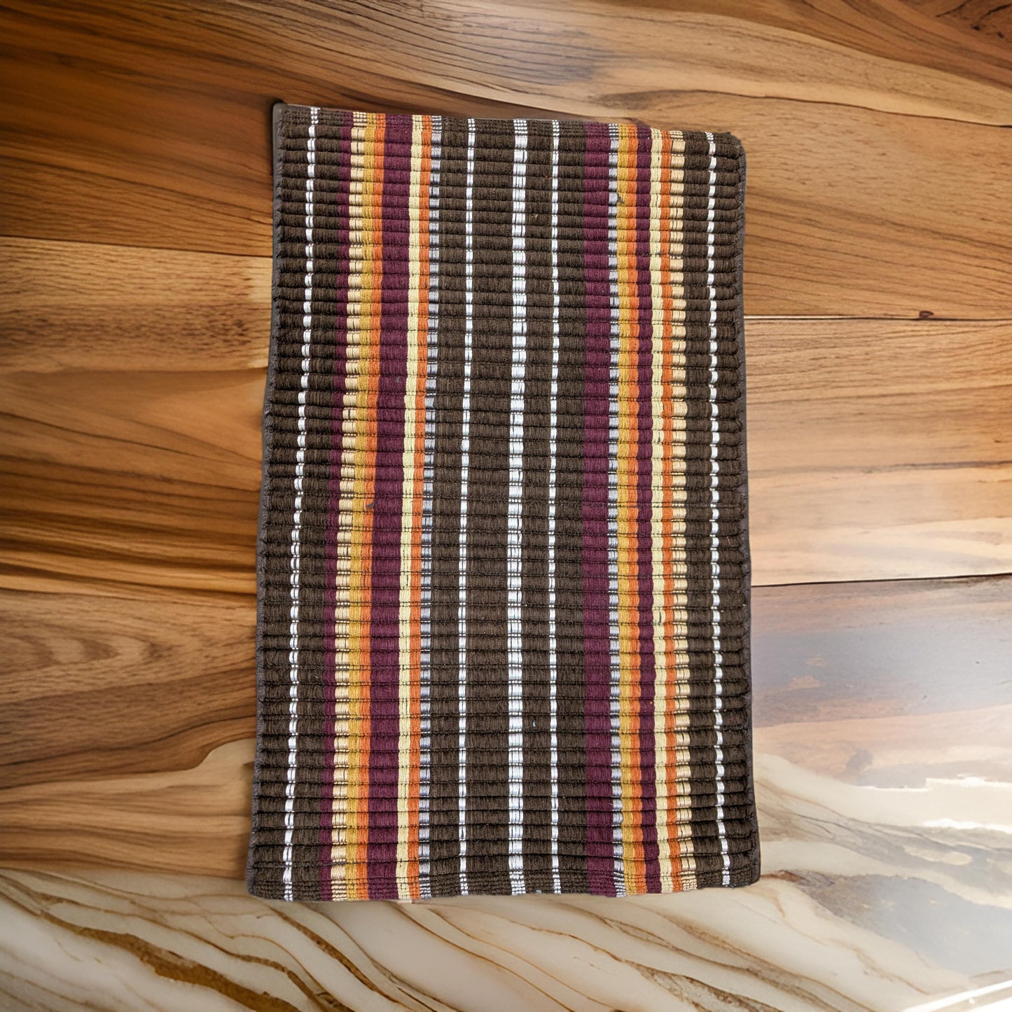 Handmade Striped Earth-Tone Doormat | Handwoven Door Mat Rug | Eco-Friendly Premium Door Mat Rugs | Gift for him | Gift for her