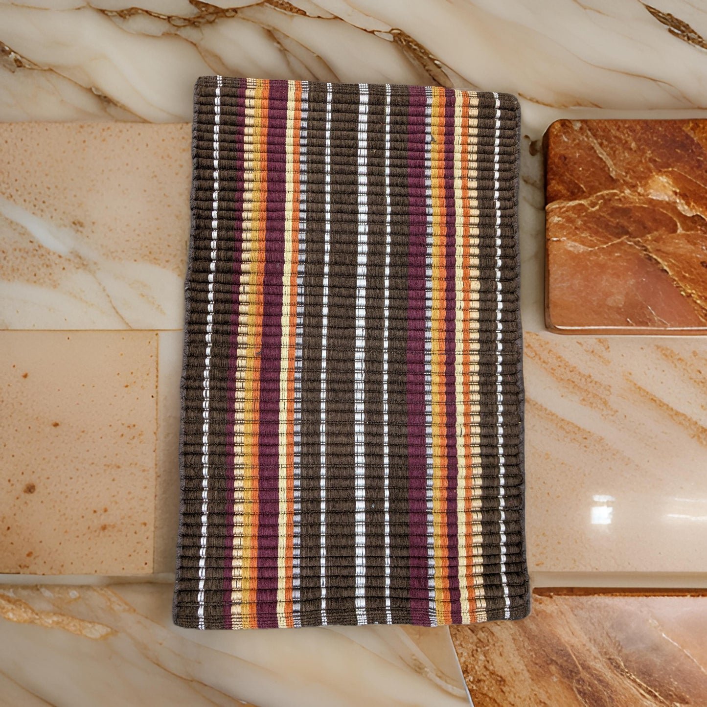 Handmade Striped Earth-Tone Doormat | Handwoven Door Mat Rug | Eco-Friendly Premium Door Mat Rugs | Gift for him | Gift for her