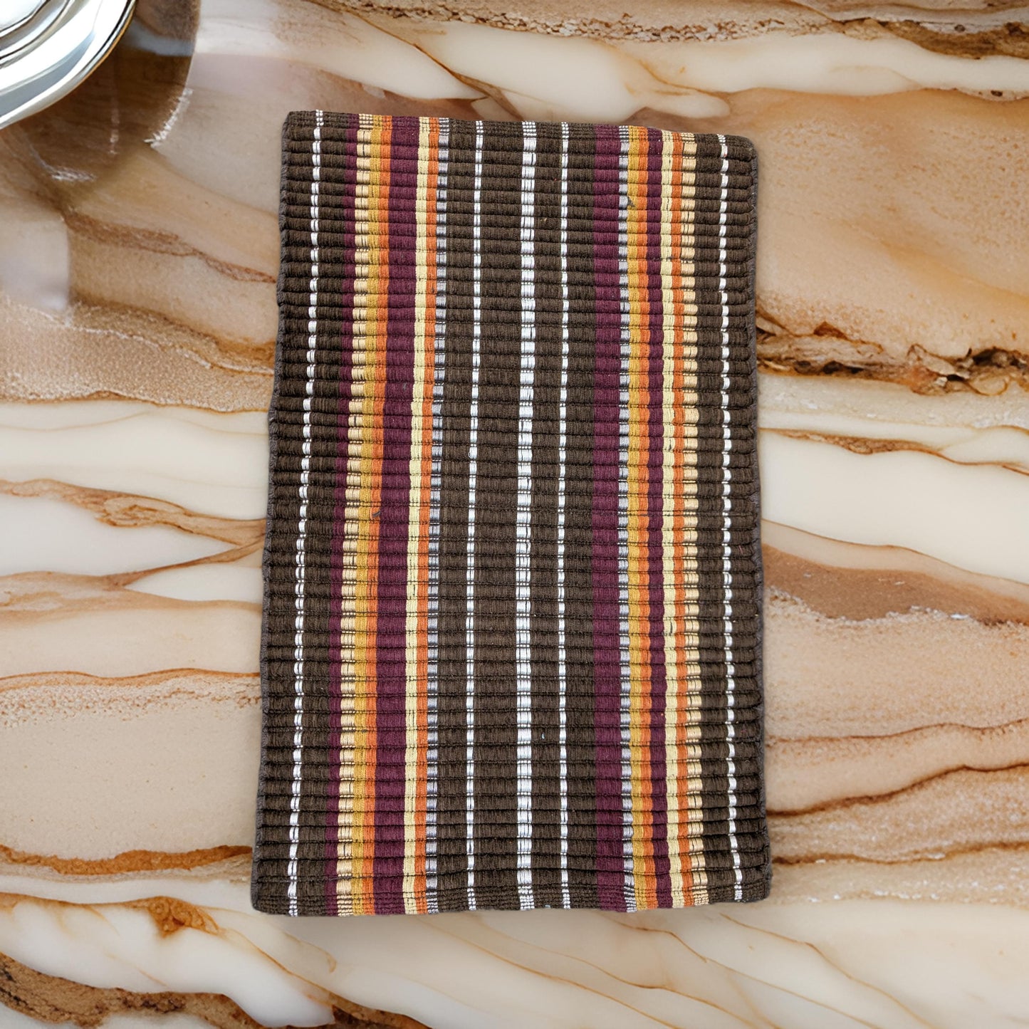 Handmade Striped Earth-Tone Doormat | Handwoven Door Mat Rug | Eco-Friendly Premium Door Mat Rugs | Gift for him | Gift for her