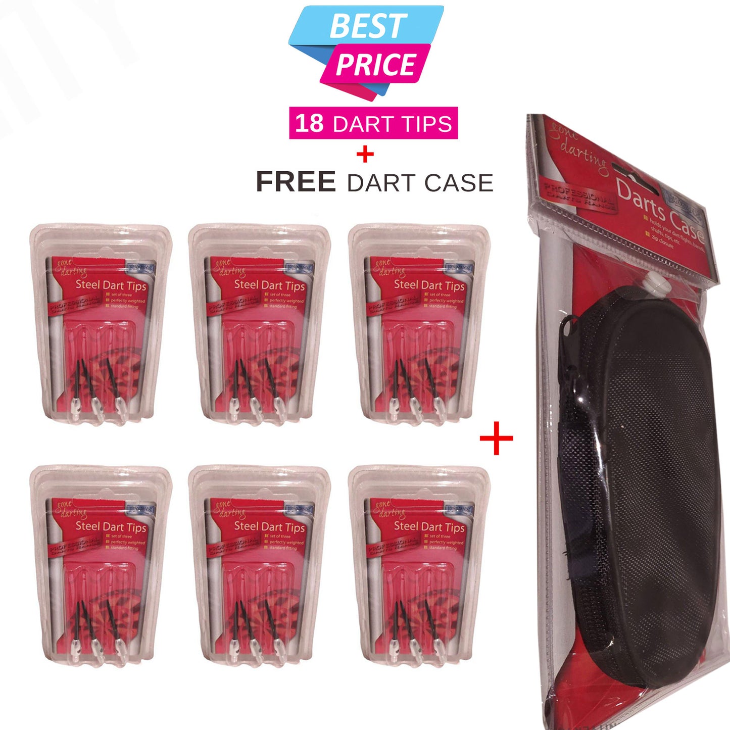 Dart Hardened Steel Tips Perfectly Weighted Standard Fitting Free Dart Case offer