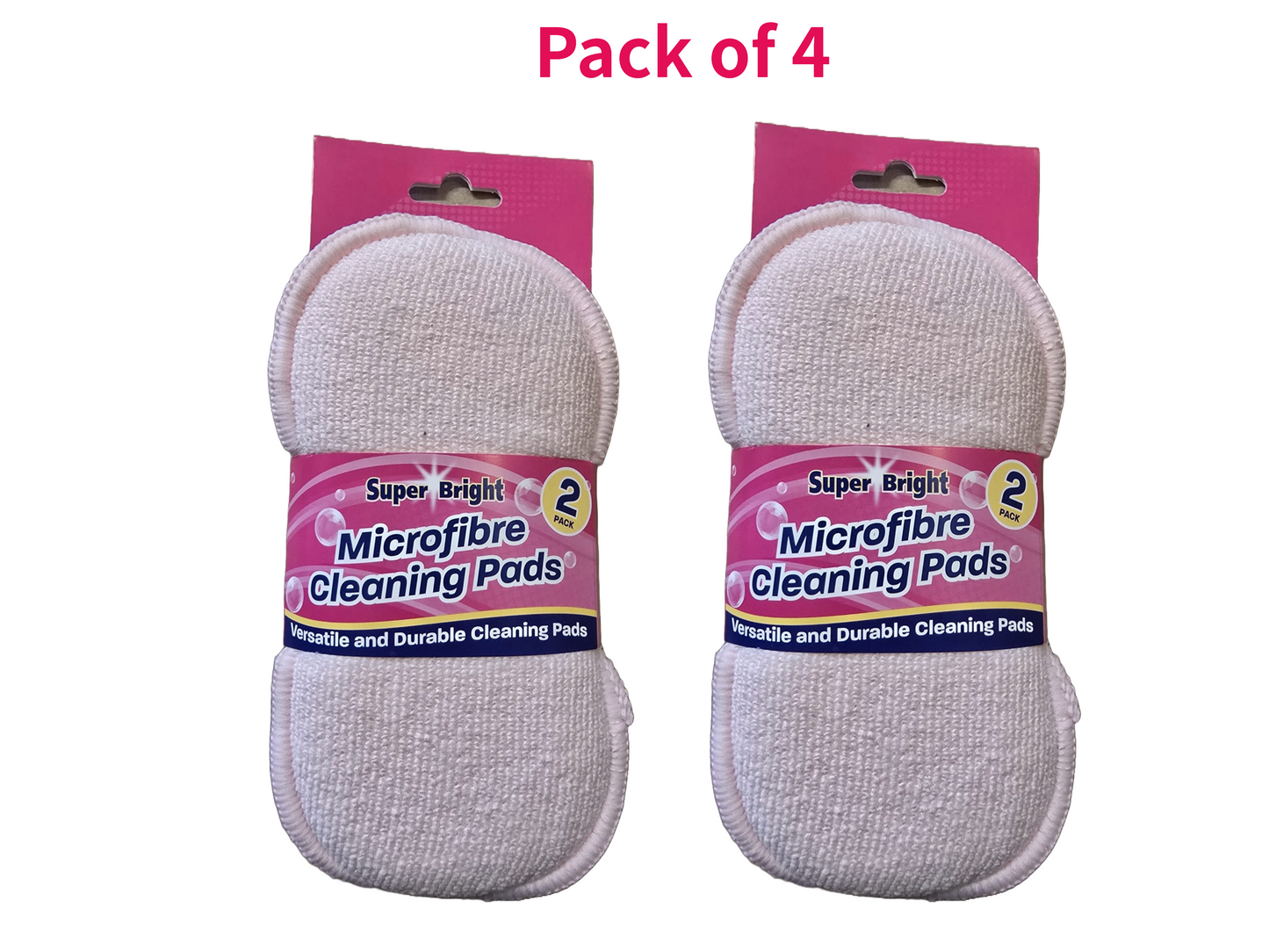 4x Super Bright Microfibre Cleaning Pads (2 x Pack of 2)