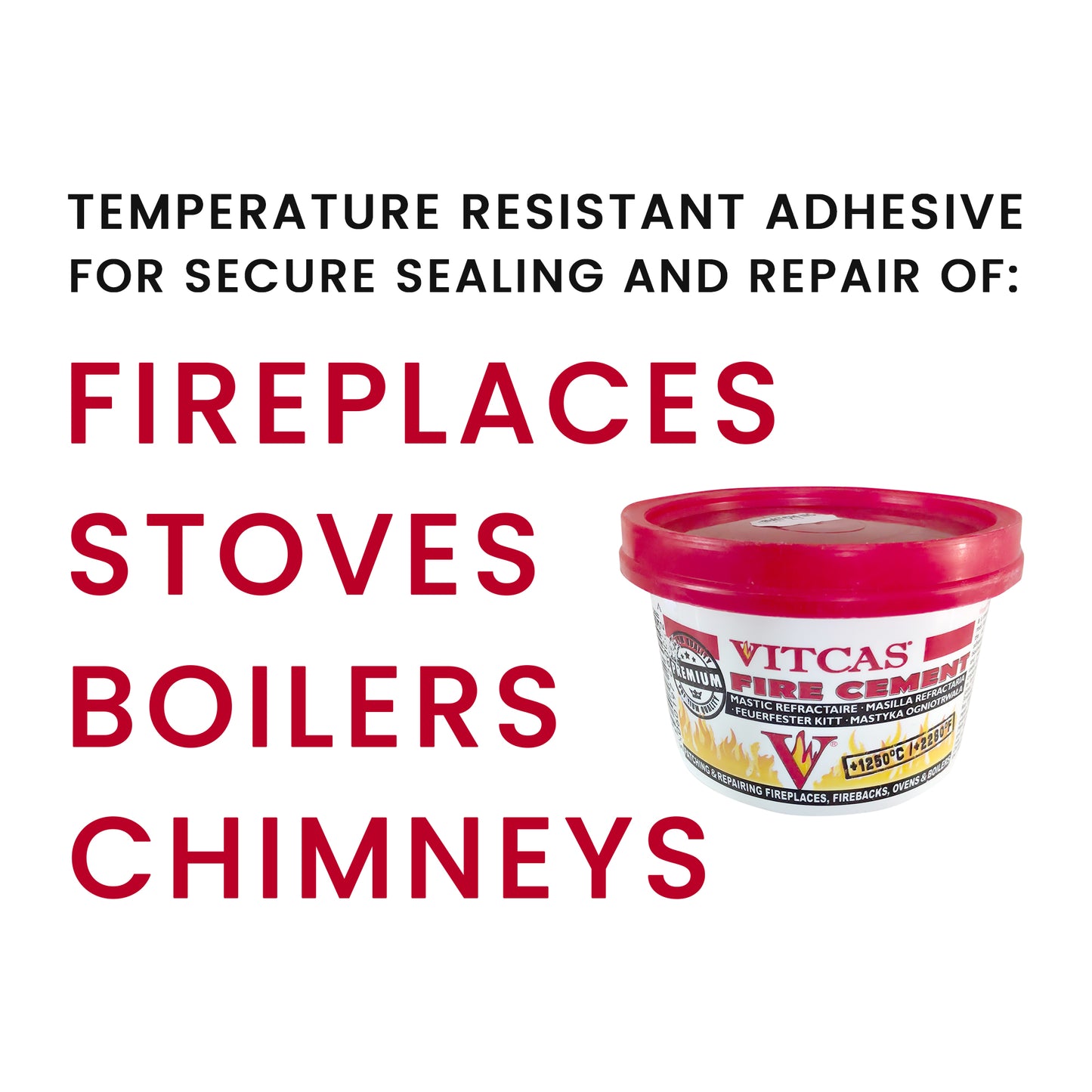 x3 VITCAS FIRE CEMENT - High-Temperature Resistant Adhesive for Secure Sealing