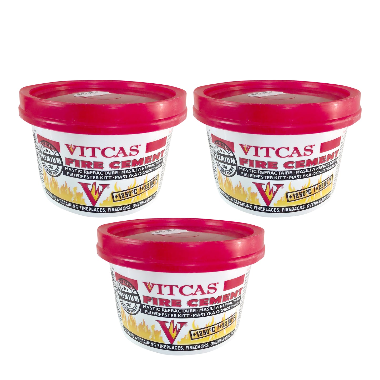 x3 VITCAS FIRE CEMENT - High-Temperature Resistant Adhesive for Secure Sealing