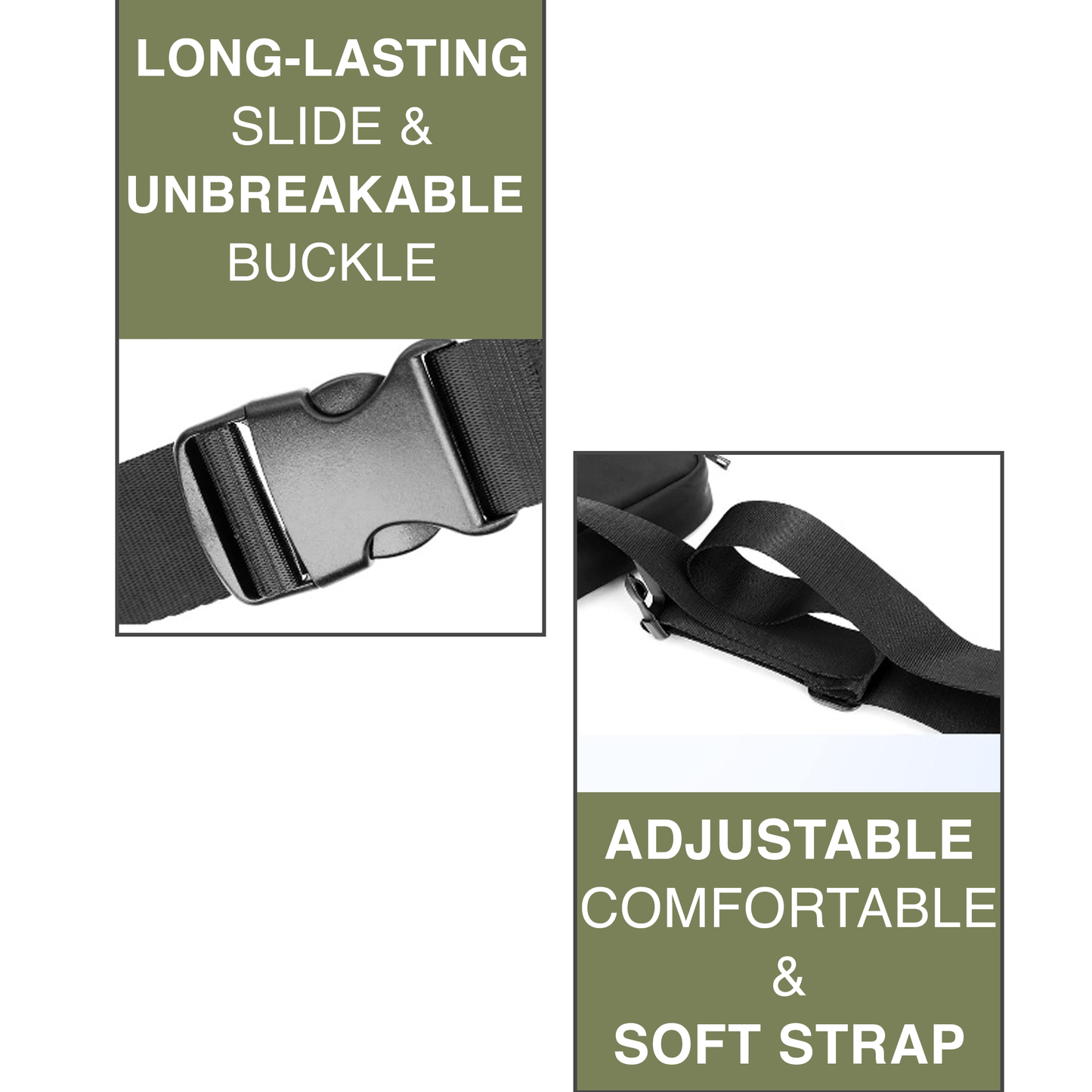 EKODE™ Crossbody Waist Bag Small Adjustabe Stlrap for Running Outdoors Workout Travel Hiking Cycling Water Resistance Fanny Pack for Women and Men Black