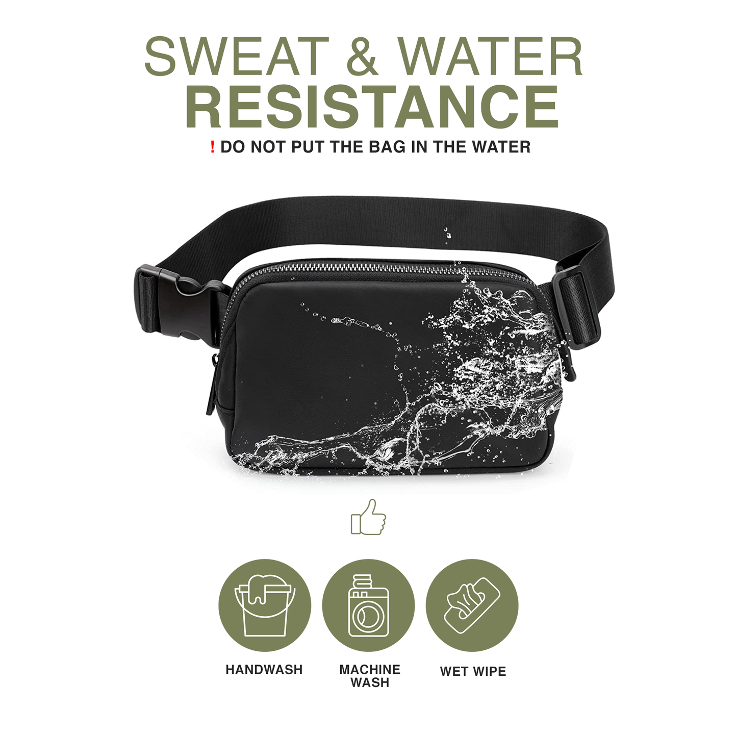 EKODE™ Crossbody Waist Bag Small Adjustabe Stlrap for Running Outdoors Workout Travel Hiking Cycling Water Resistance Fanny Pack for Women and Men Black