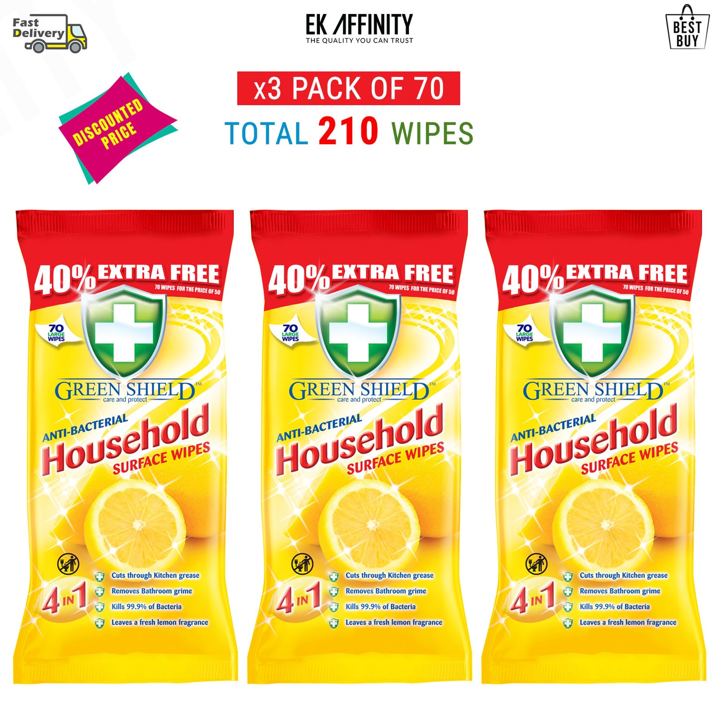 GreenShield Household Surface Cleaning Wipes Value Bundle Packs