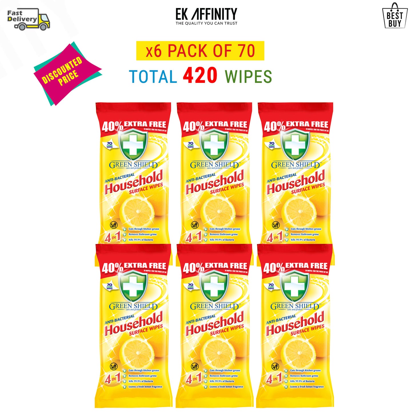 GreenShield Household Surface Cleaning Wipes Value Bundle Packs