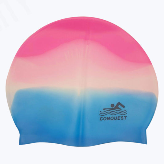 x2 Swim Cap hat Silicone unisex men women kids one size Conquest Multicolors