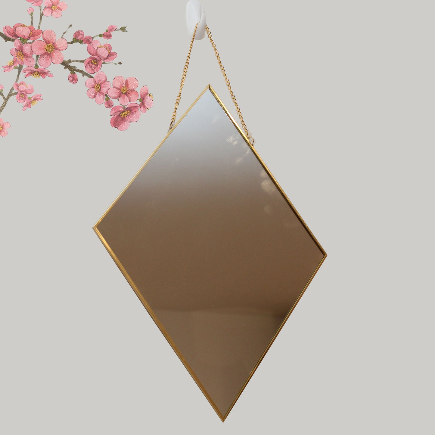Gold edged Diamond Shaped Wall Mirror-Hallway Living Room-Home Decor-37CM