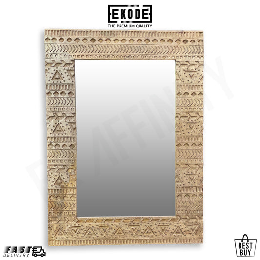 EKODE™ Aztec Design Rectangular Ornamental Wood Framed Wall Mirror 61x46 CM