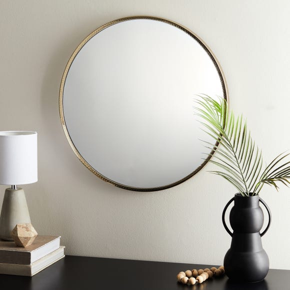 Stylish Hammered Metal Round Mirror 50cm Home Decor Best Gift Gold and Silver