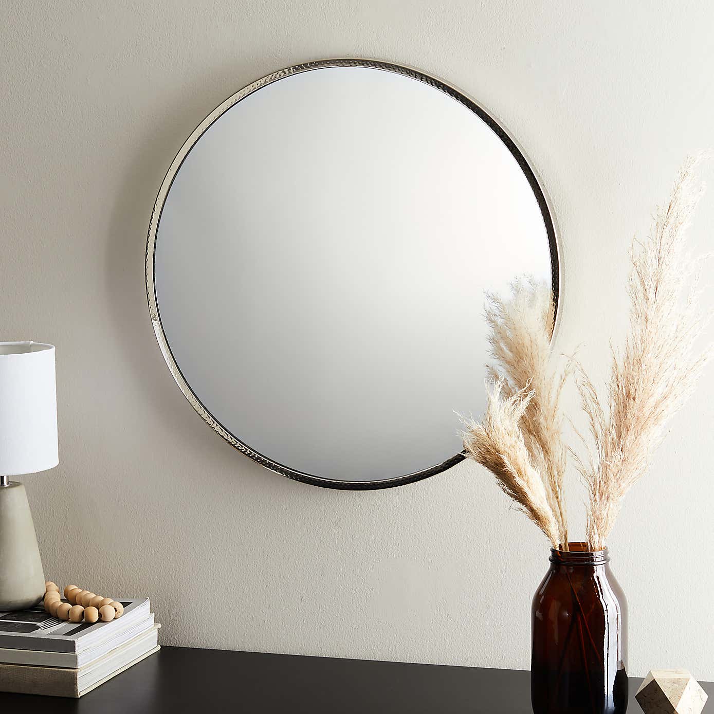 Stylish Hammered Metal Round Mirror 50cm Home Decor Best Gift Gold and Silver