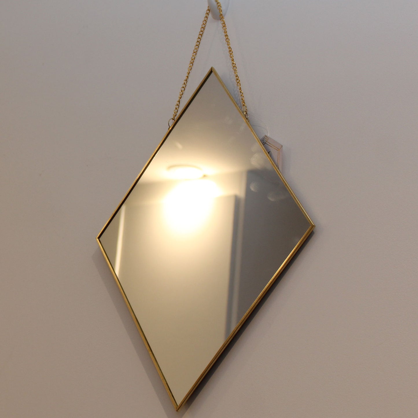 Gold edged Diamond Shaped Wall Mirror-Hallway Living Room-Home Decor-37CM