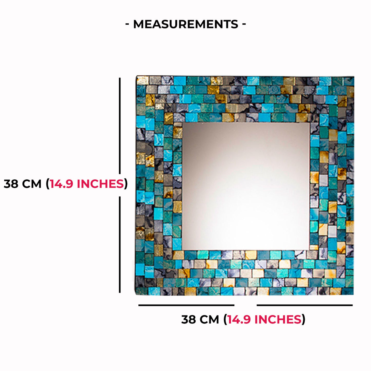 EKODE™ Beautiful Turquoise and Gold Mosaic Square and Round Wall Mirror Girls Room Gift