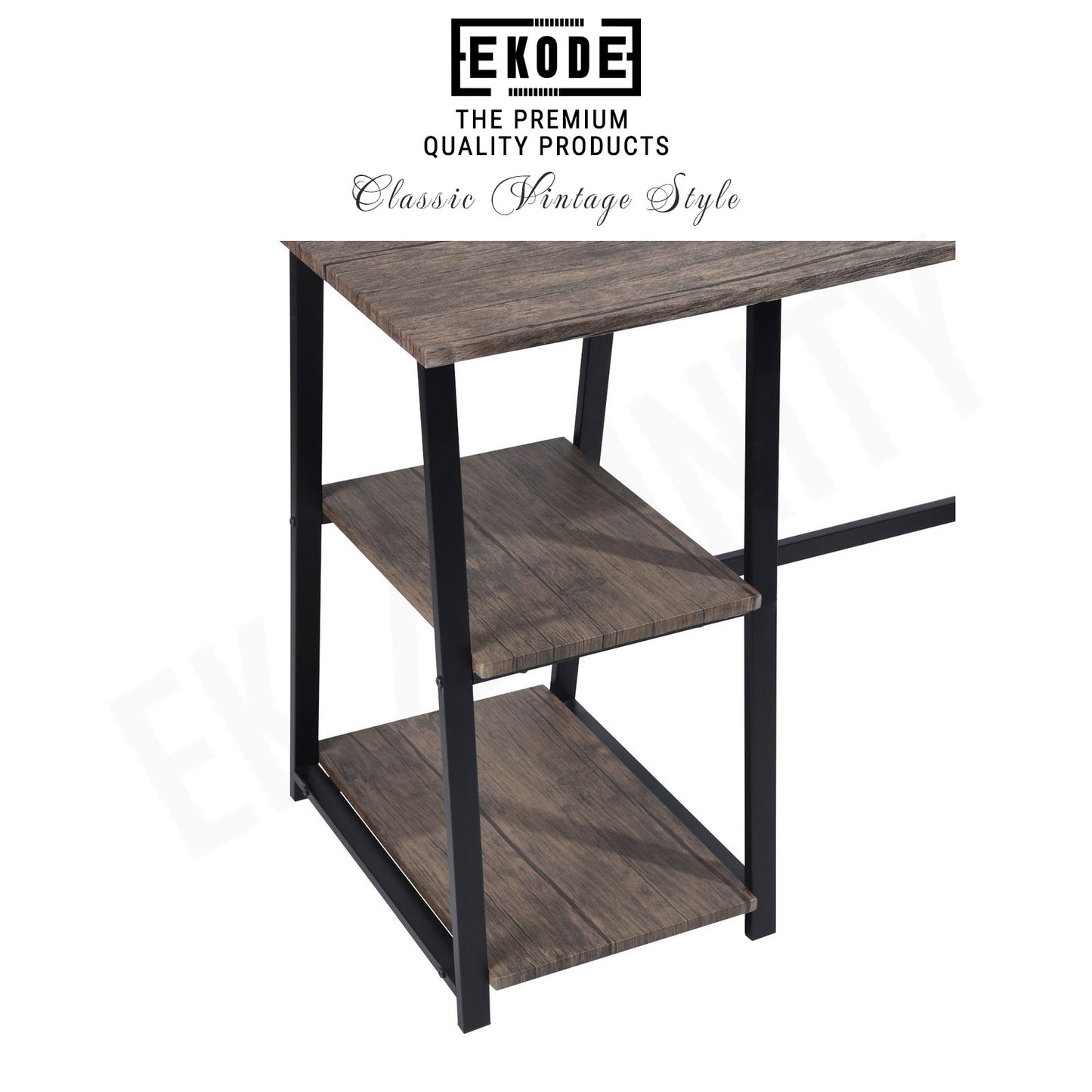 EKODE™ Vintage Brown Finish Computer Writing Study Trestle Desk Modern Vintage Home Office