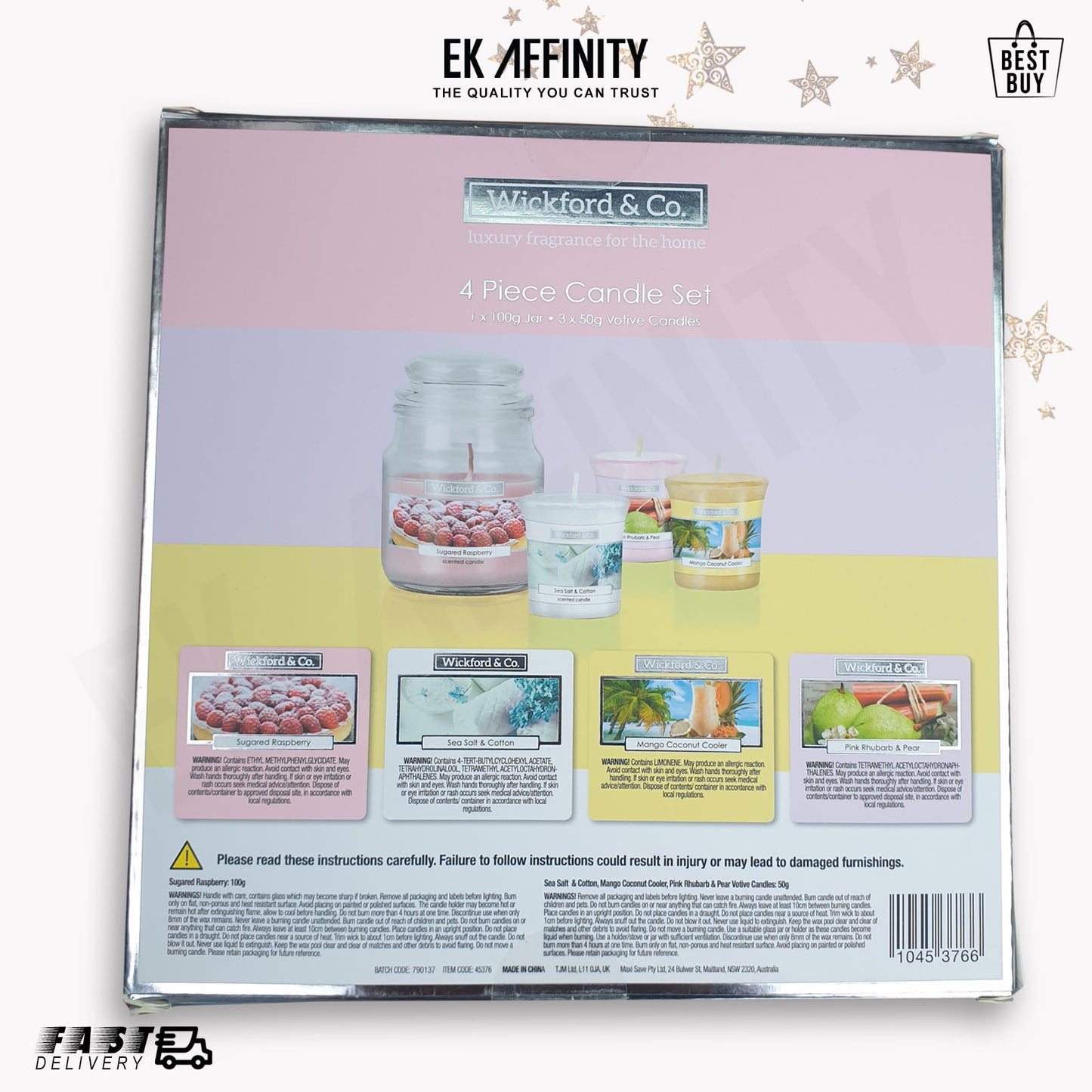 4 Piece Candle Set Beautiful Christmas Gift Box Set Wickford & Co