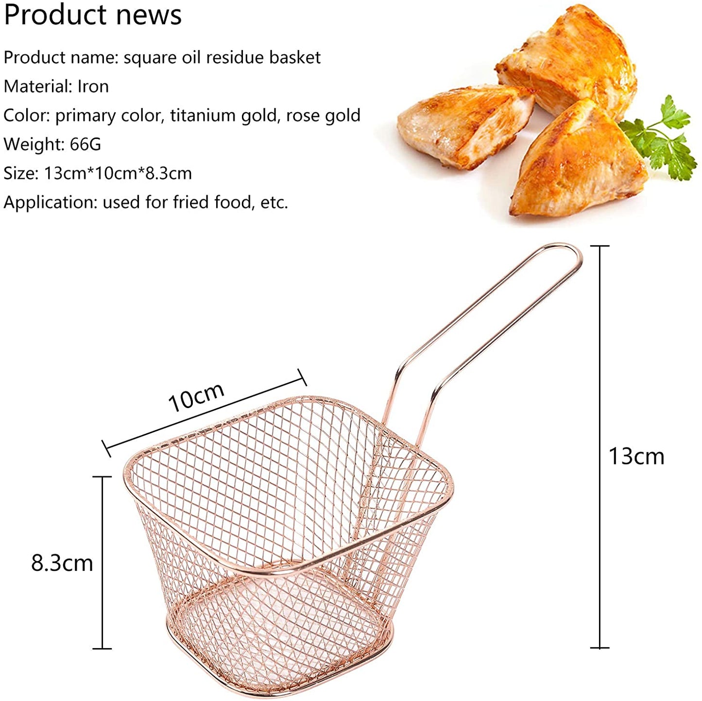 Set of 2 Frying Basket Grid Strainer for Potatoes Chips Chicken French Fries
