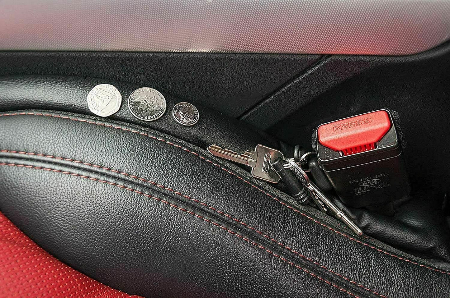 2Pcs Car Seat Gap Filler Universal Leather Spacer Catcher Seat Side Blocker Pad