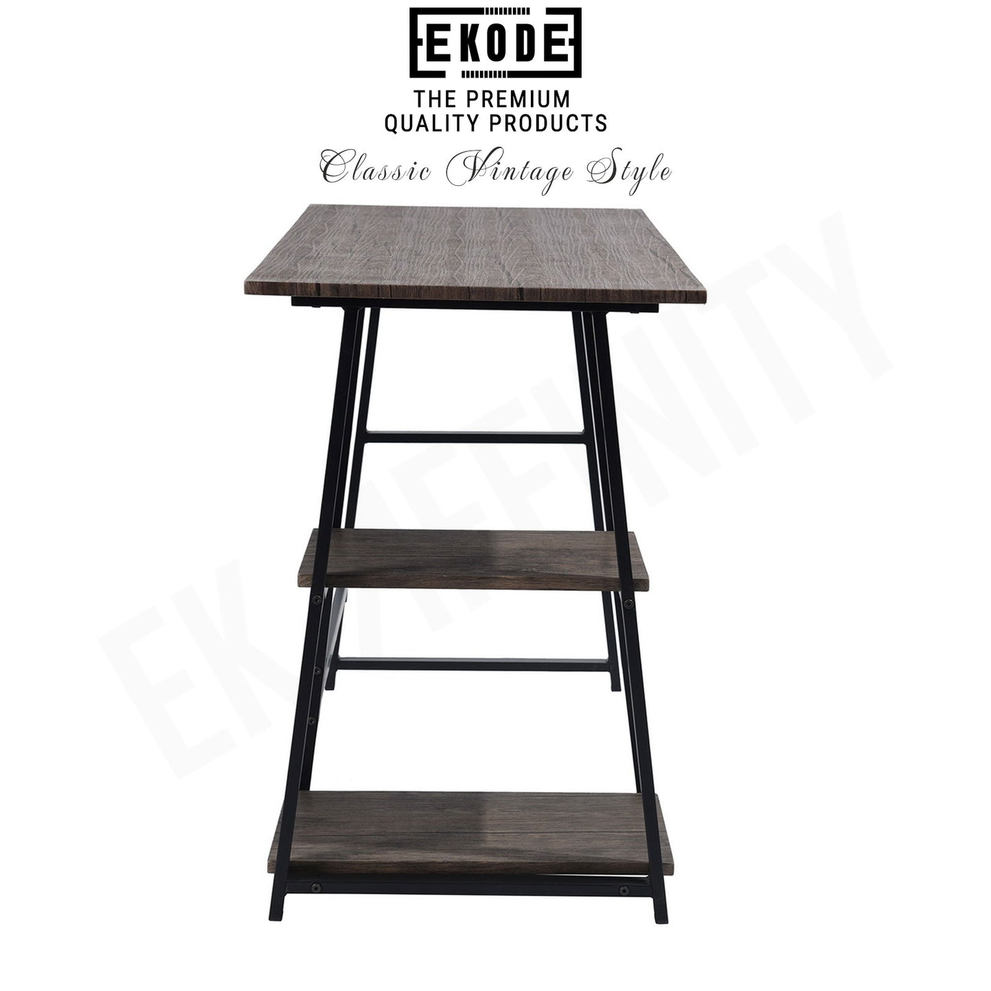 EKODE™ Vintage Brown Finish Computer Writing Study Trestle Desk Modern Vintage Home Office