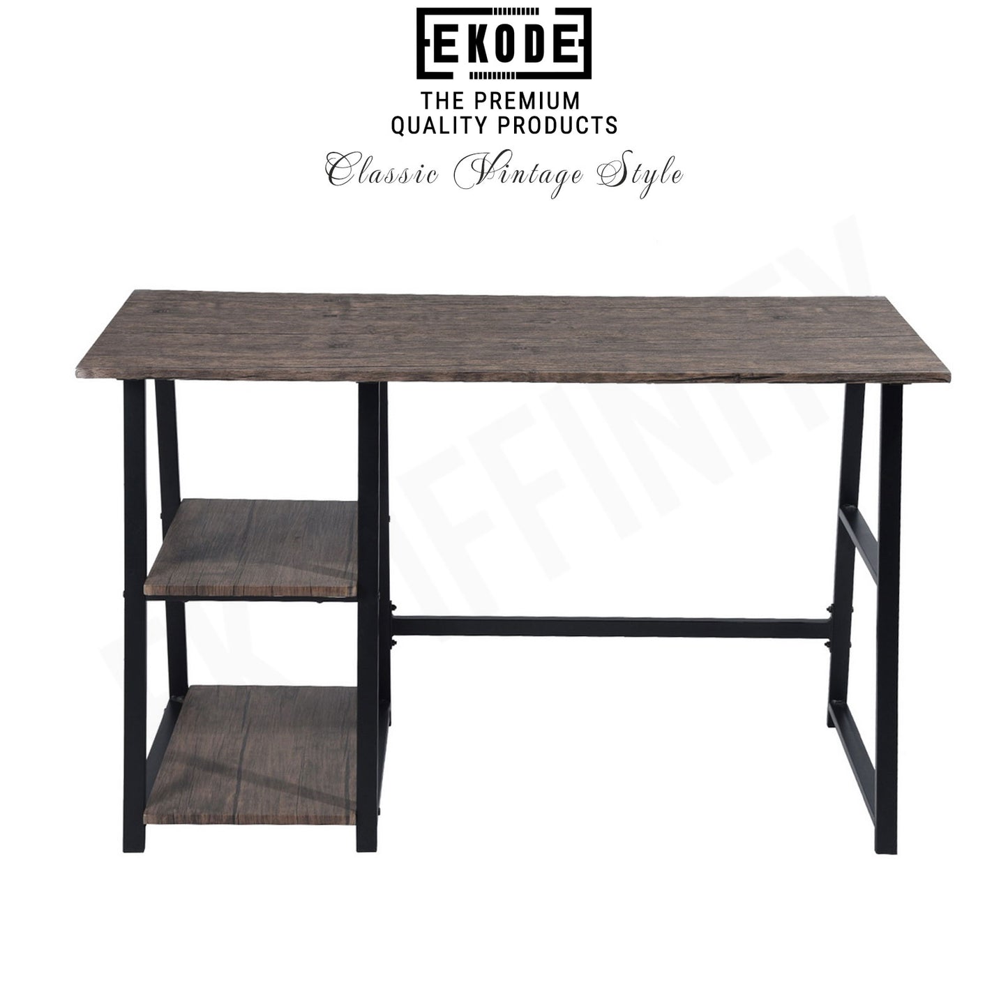 EKODE™ Vintage Brown Finish Computer Writing Study Trestle Desk Modern Vintage Home Office