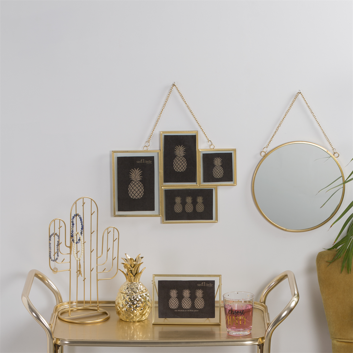 Elegant Gold Round Hanging Mirror-Hallway Living Room-Home Decor-Gift