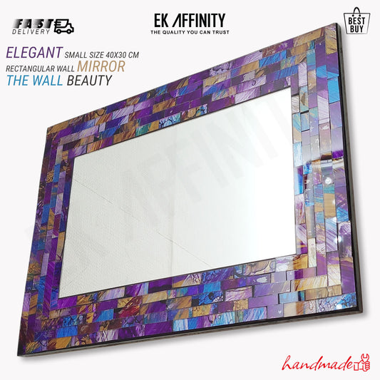 Purple and Blue Rectangular Mosaic Wall Mirror Girls Room Hallway Best Gift