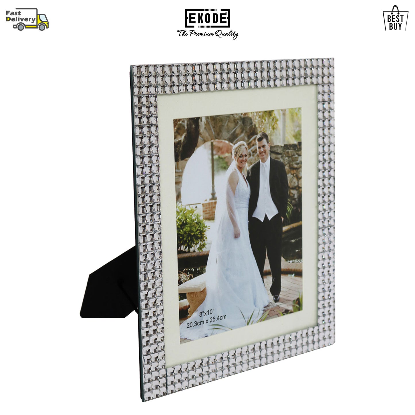 EKODE™ Elegant and Unique Desktop Silver Crystal Photo Frame Best wedding Gift