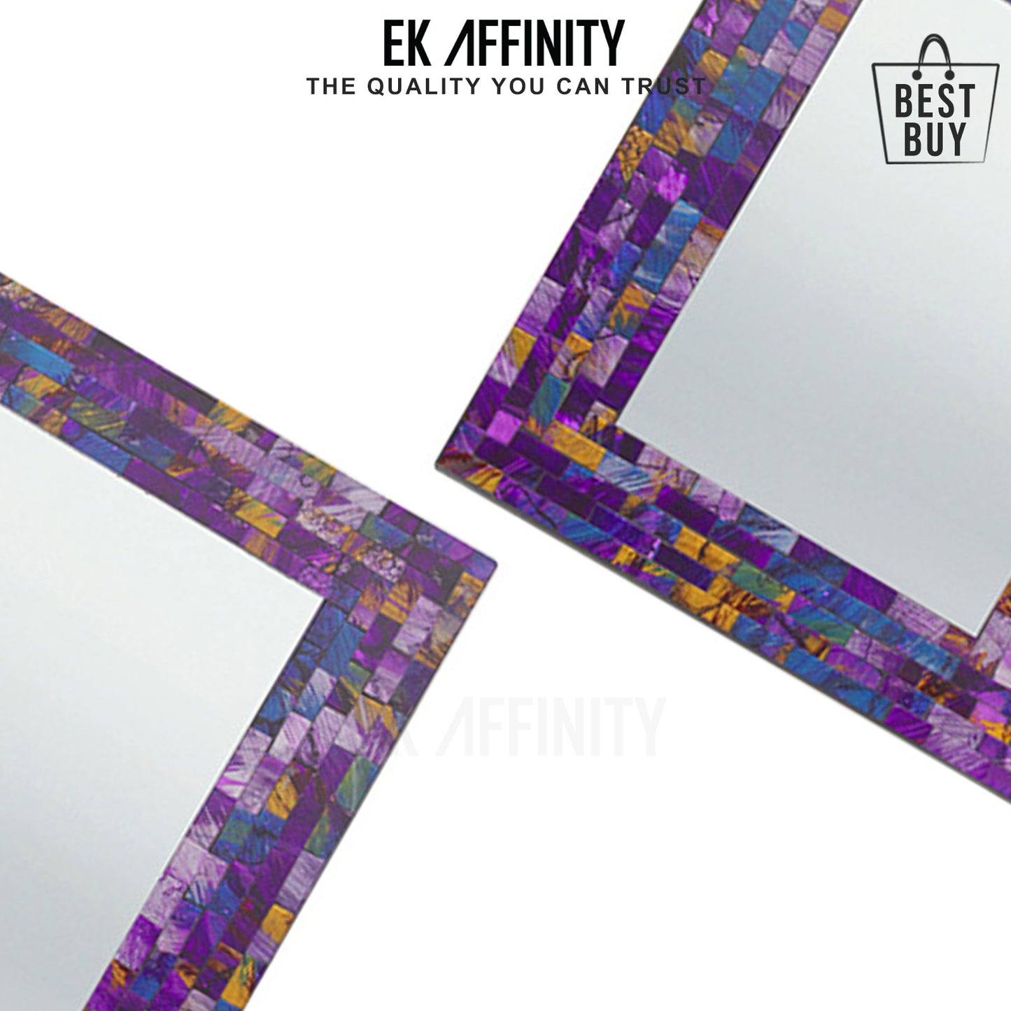 Purple and Blue Rectangular Mosaic Wall Mirror Girls Room Hallway Best Gift