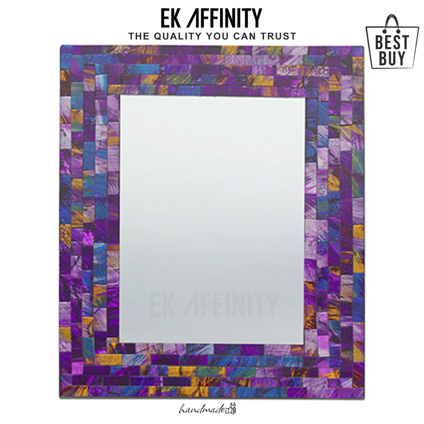 Purple and Blue Rectangular Mosaic Wall Mirror Girls Room Hallway Best Gift