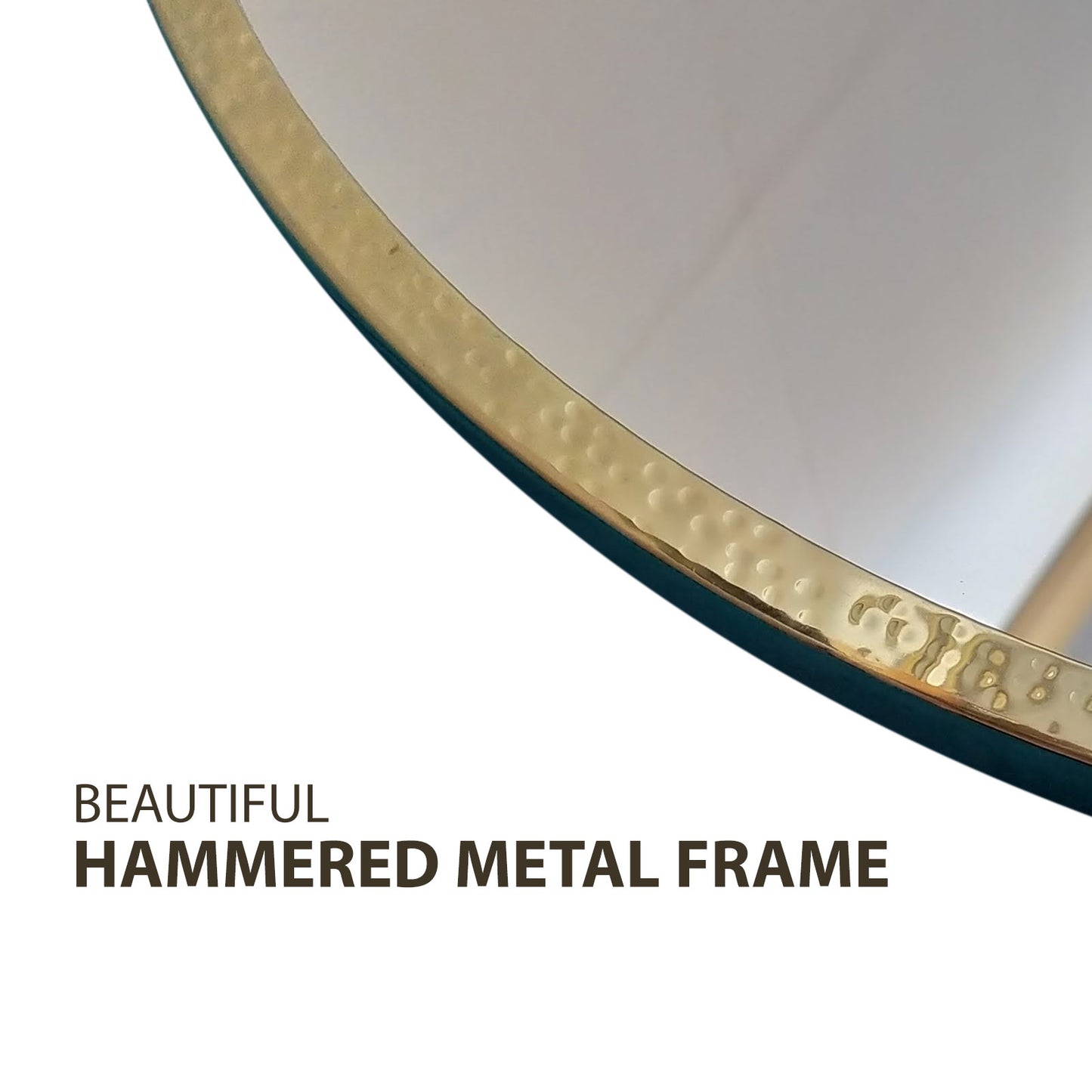Stylish Hammered Metal Round Mirror 50cm Home Decor Best Gift Gold and Silver