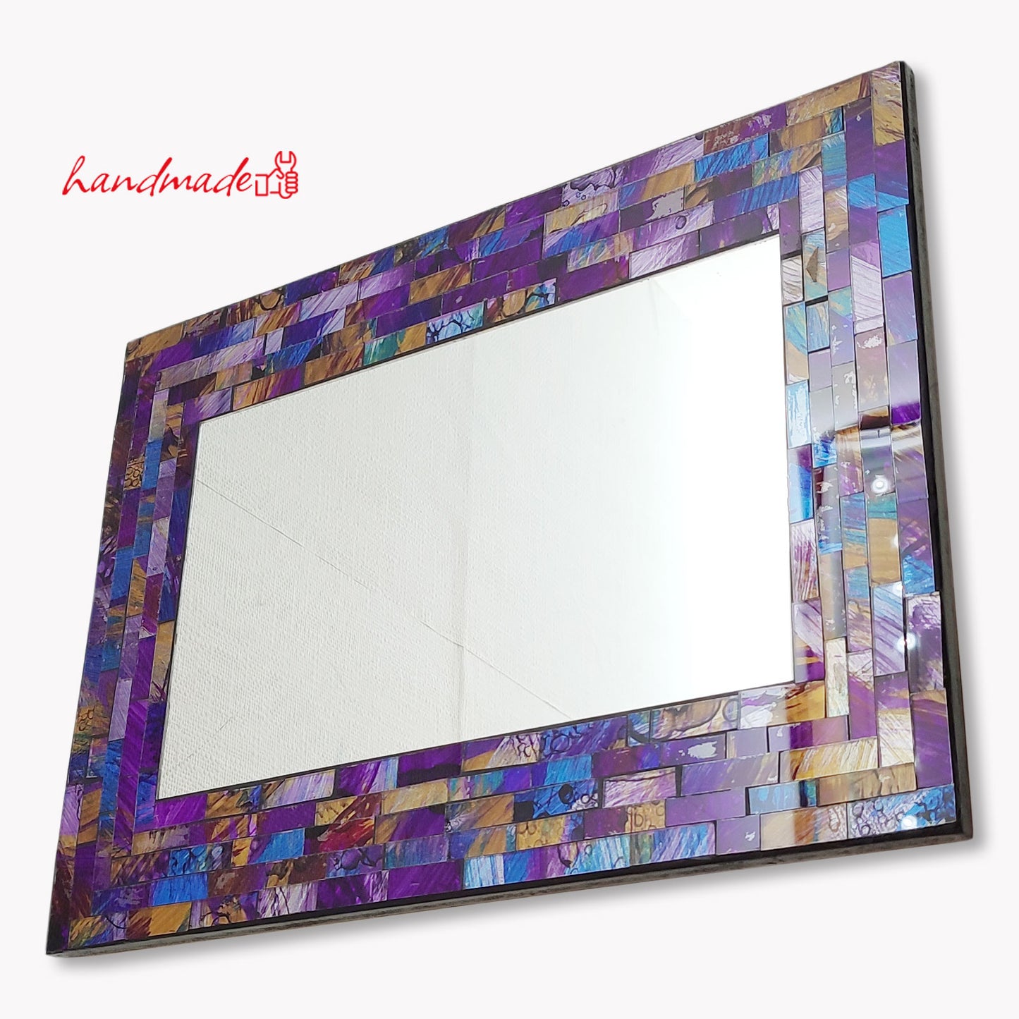 Purple and Blue Rectangular Mosaic Wall Mirror Girls Room Hallway Best Gift